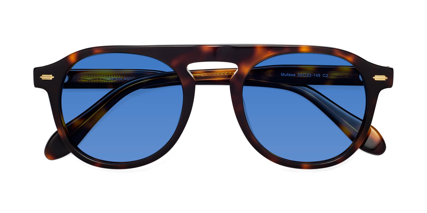 Folded Front of Mufasa in Tortoise with Blue Tinted Lenses