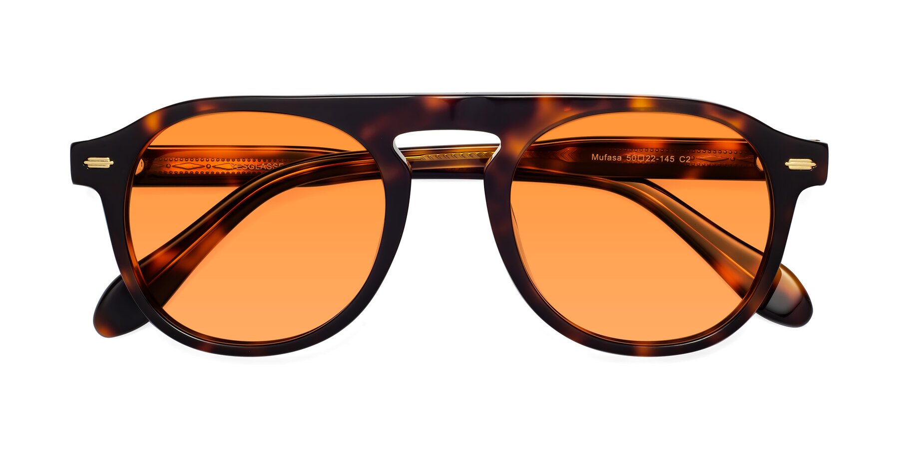 Folded Front of Mufasa in Tortoise with Orange Tinted Lenses
