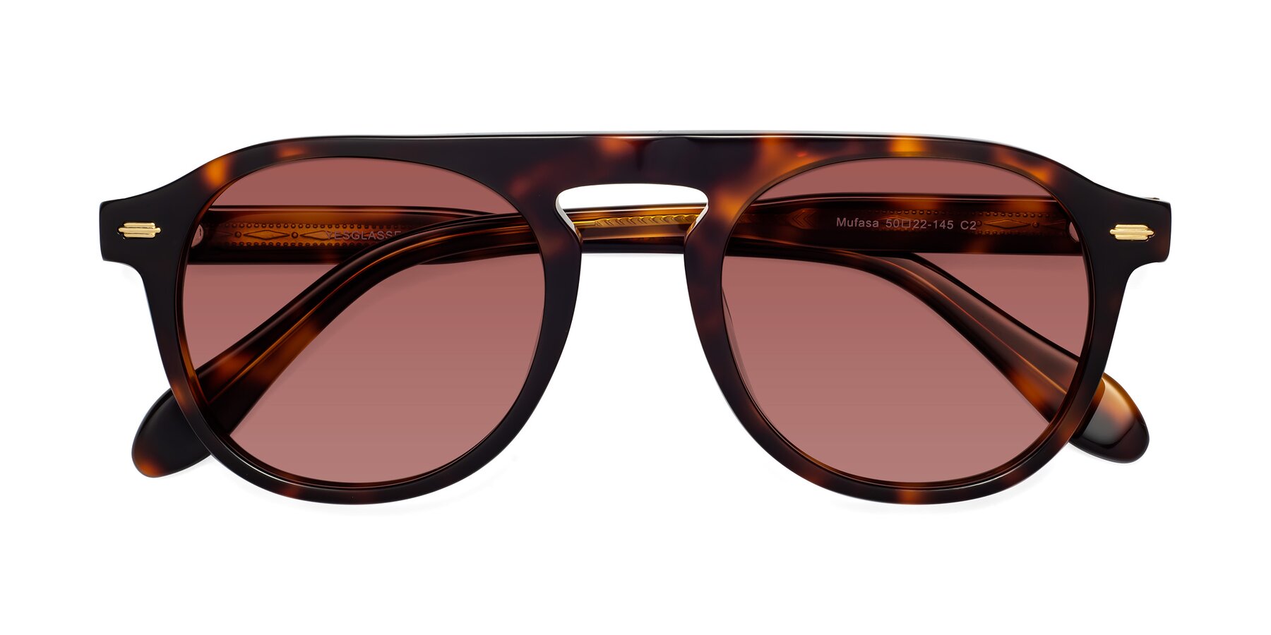 Folded Front of Mufasa in Tortoise with Garnet Tinted Lenses