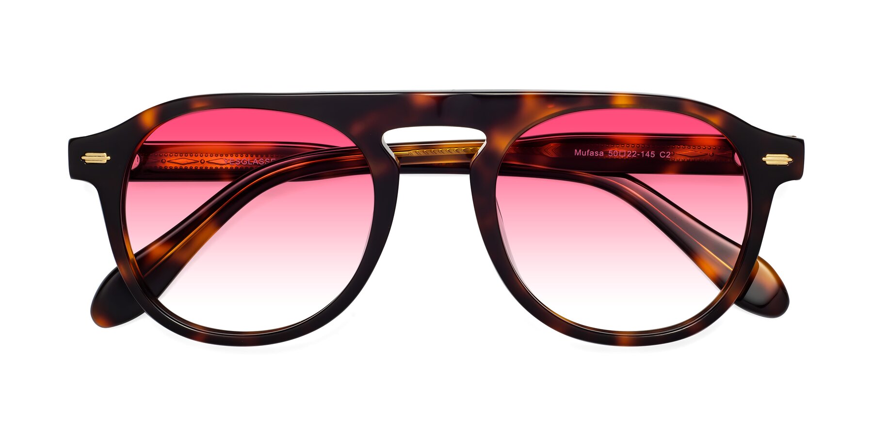 Folded Front of Mufasa in Tortoise with Pink Gradient Lenses