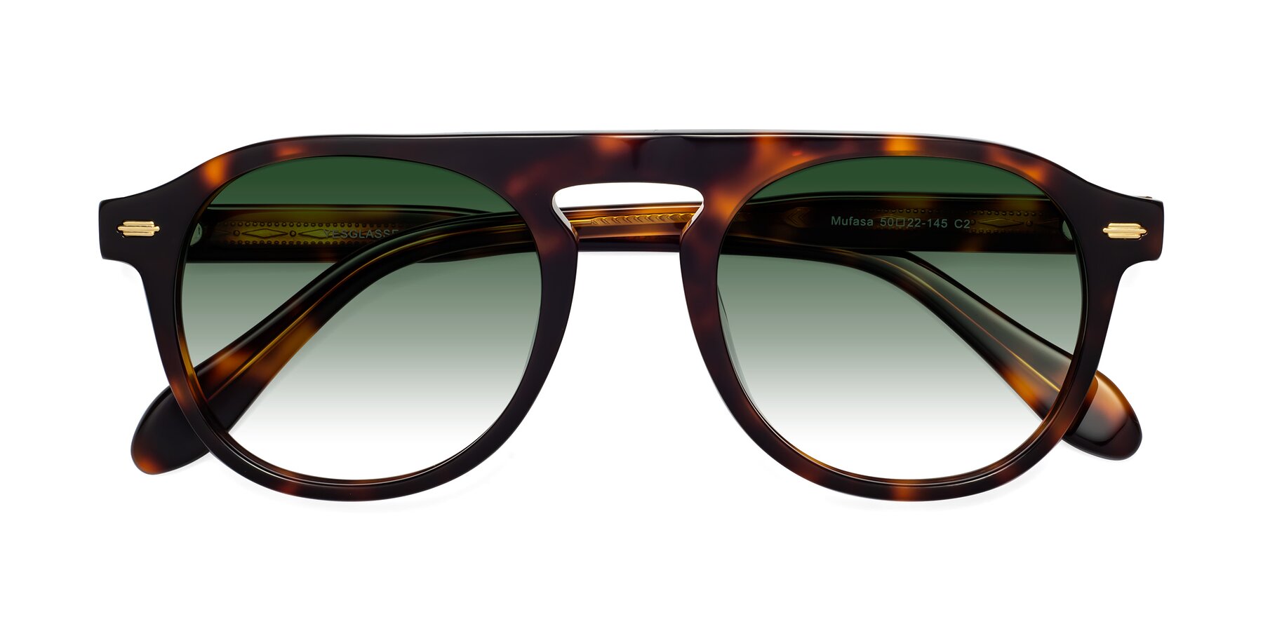 Folded Front of Mufasa in Tortoise with Green Gradient Lenses