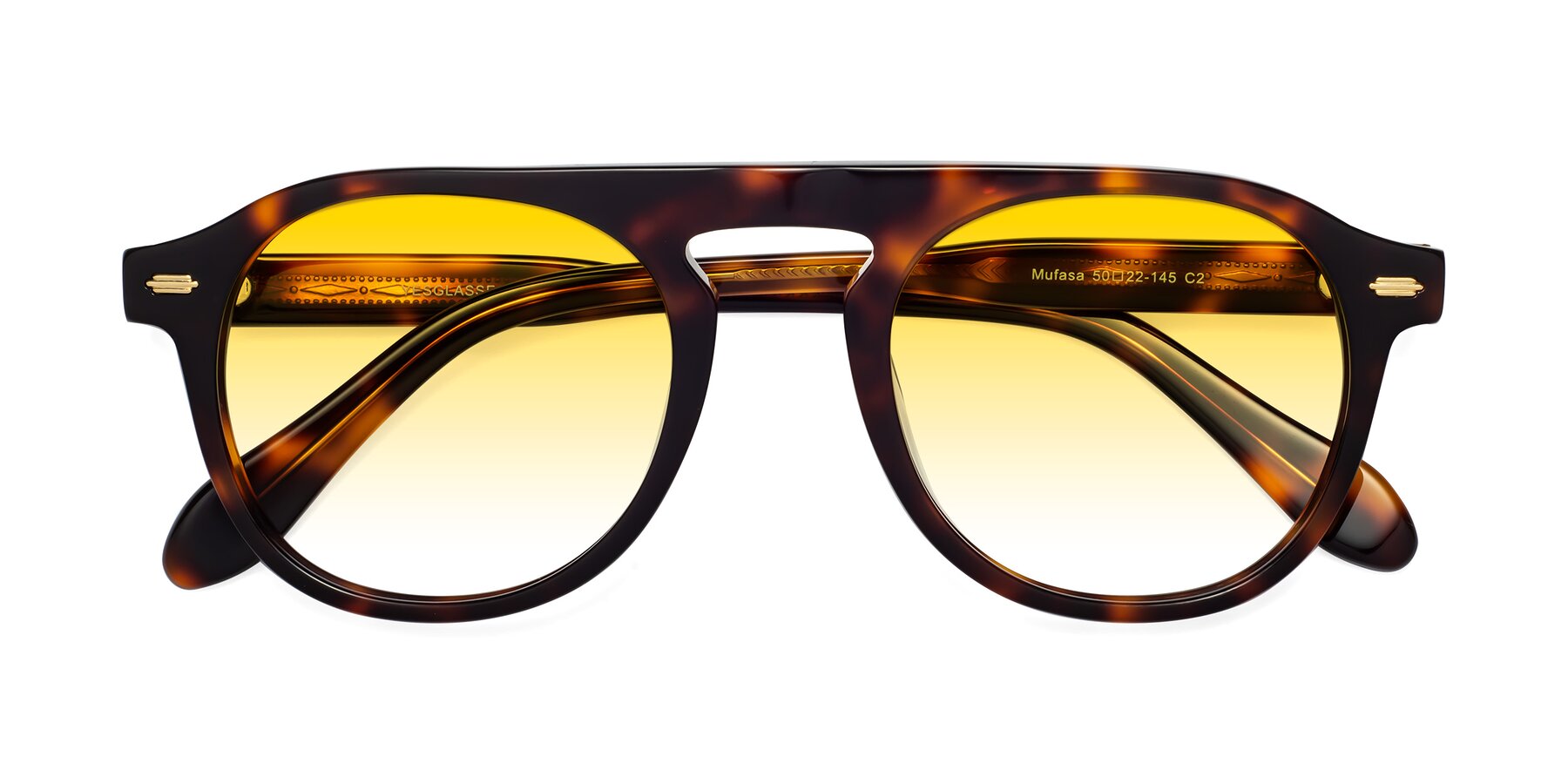 Folded Front of Mufasa in Tortoise with Yellow Gradient Lenses