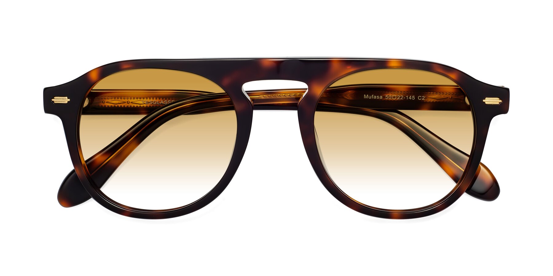 Folded Front of Mufasa in Tortoise with Champagne Gradient Lenses