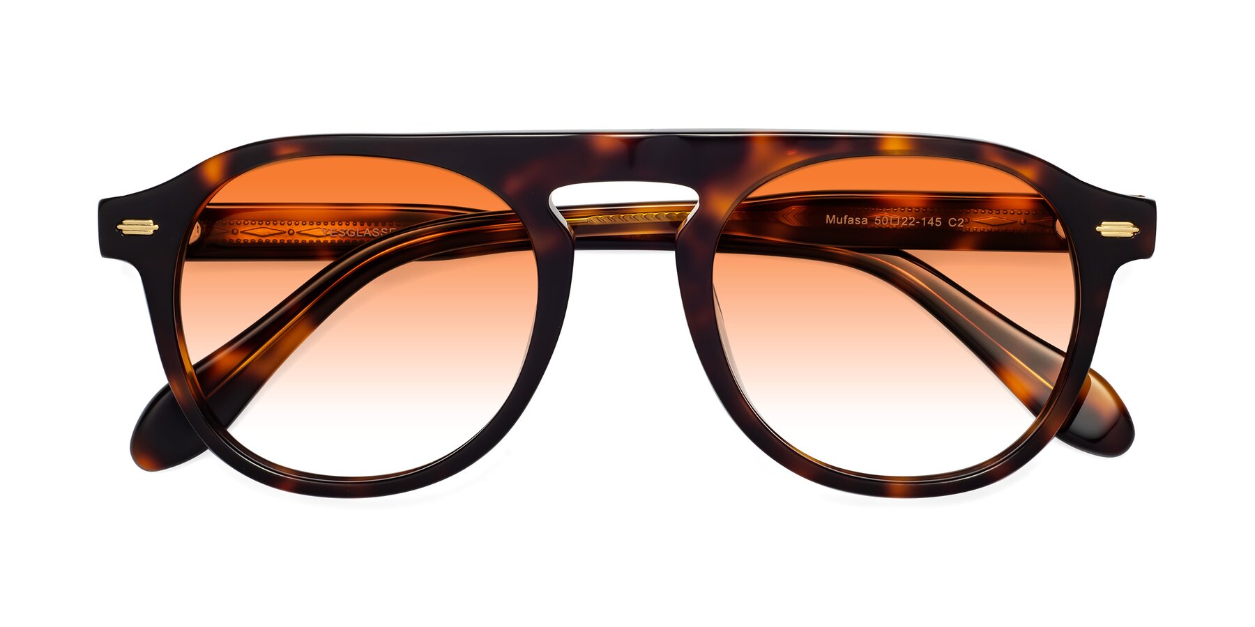 Folded Front of Mufasa in Tortoise with Orange Gradient Lenses