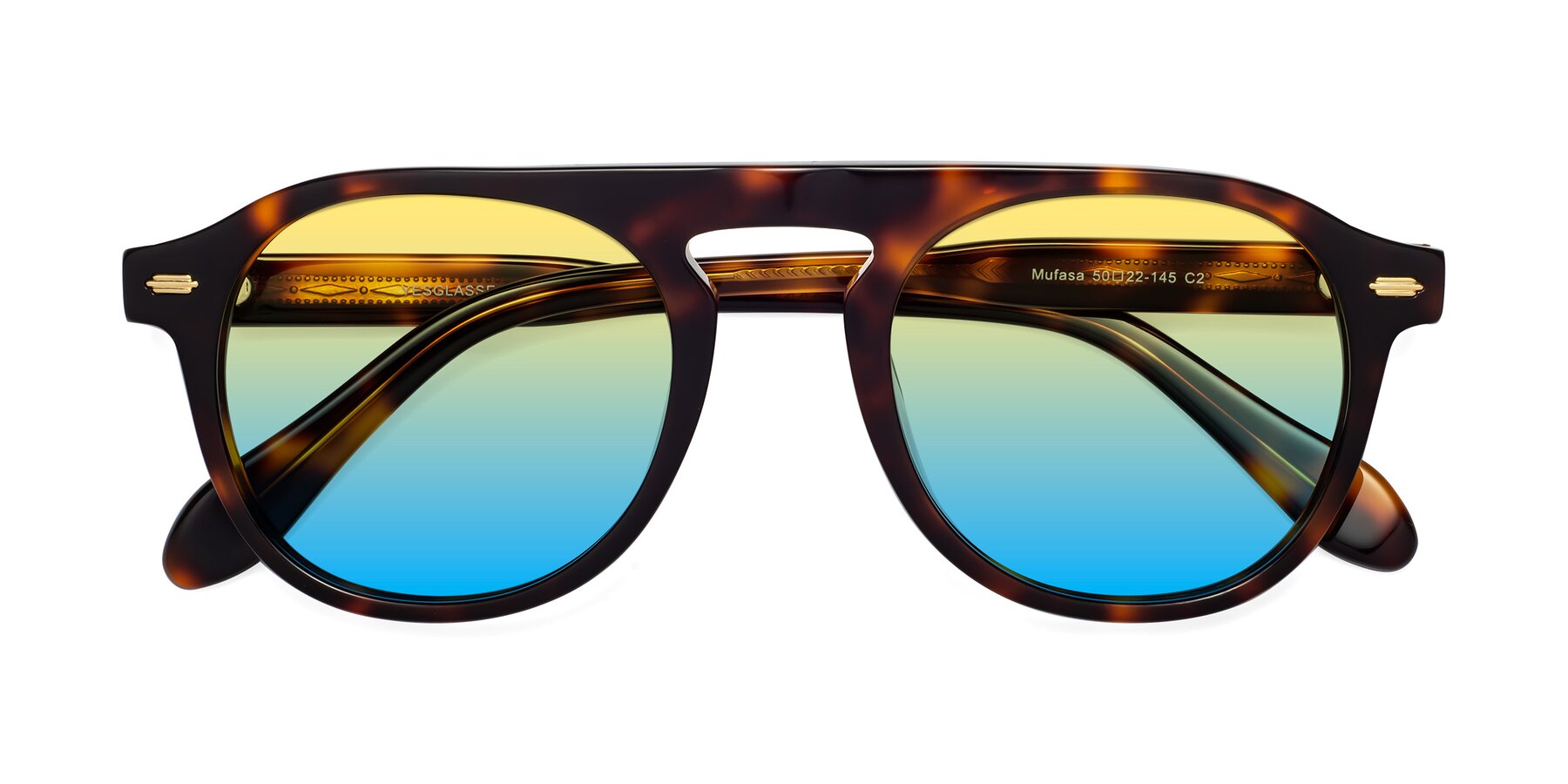 Folded Front of Mufasa in Tortoise with Yellow / Blue Gradient Lenses