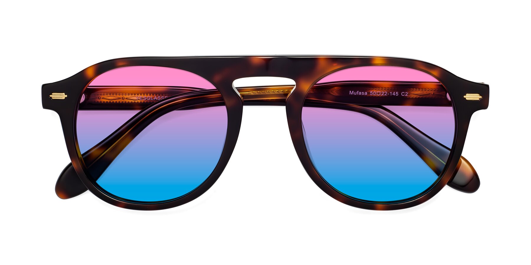Folded Front of Mufasa in Tortoise with Pink / Blue Gradient Lenses