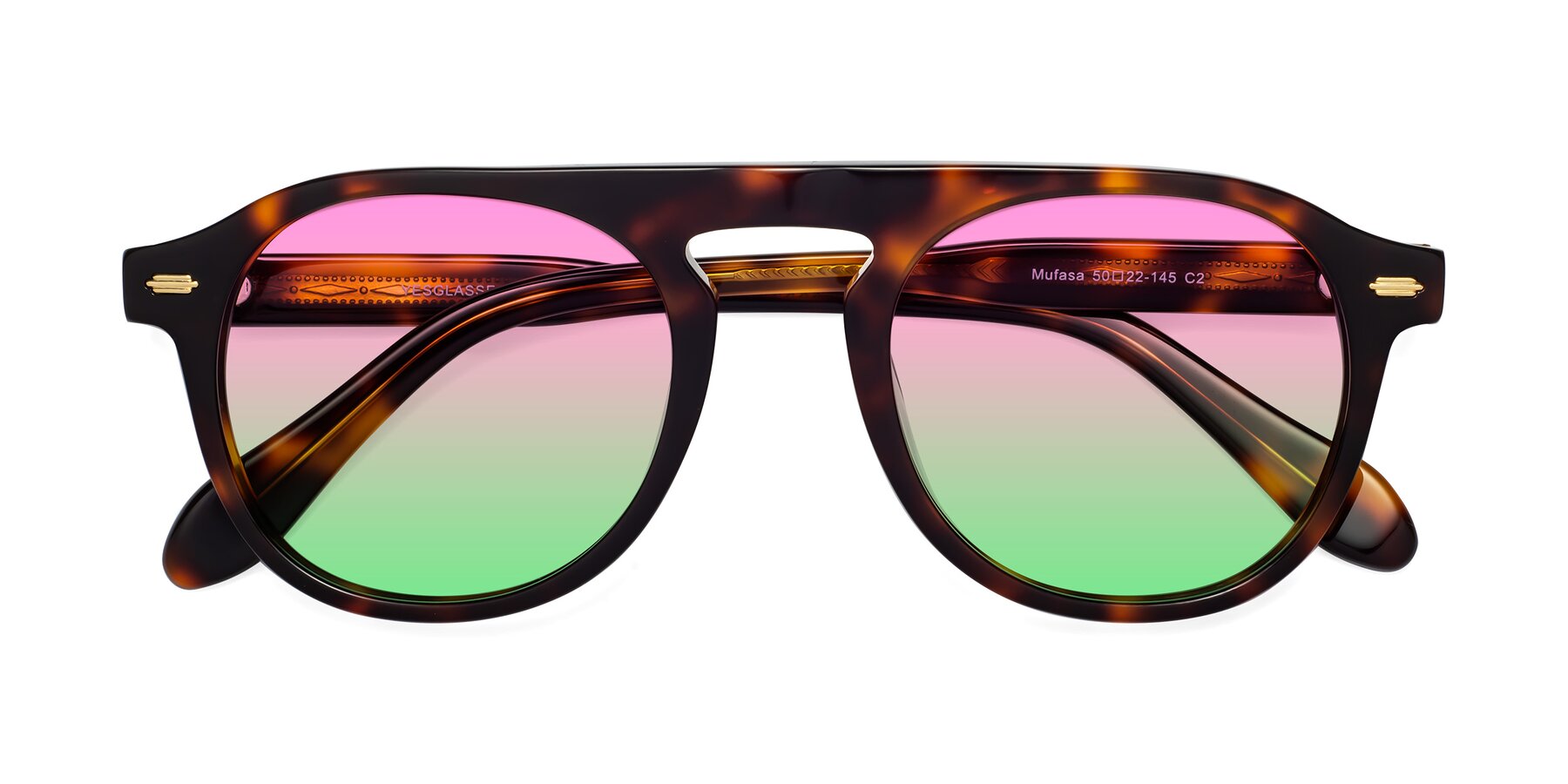 Folded Front of Mufasa in Tortoise with Pink / Green Gradient Lenses