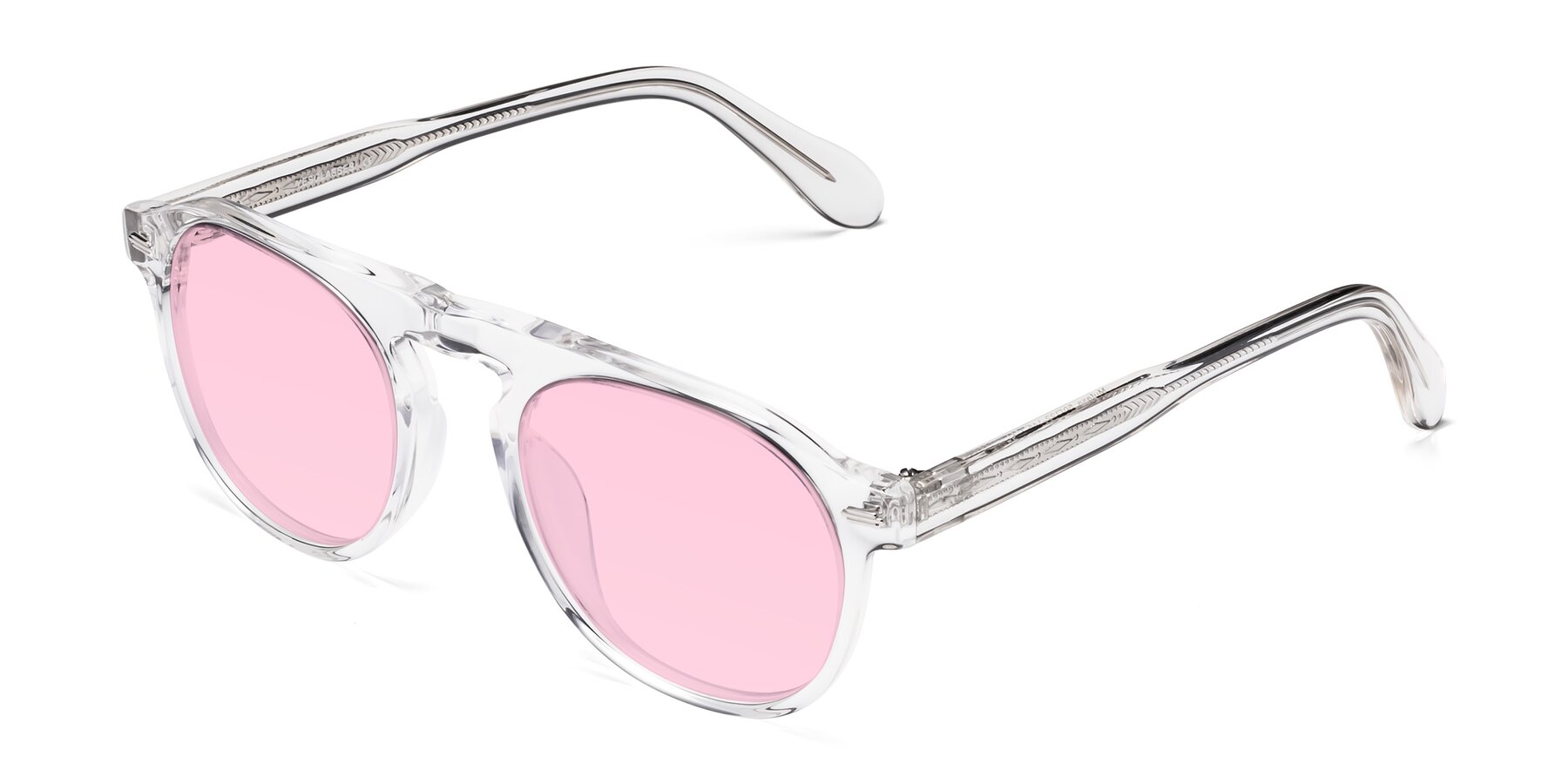Angle of Mufasa in Clear with Light Pink Tinted Lenses