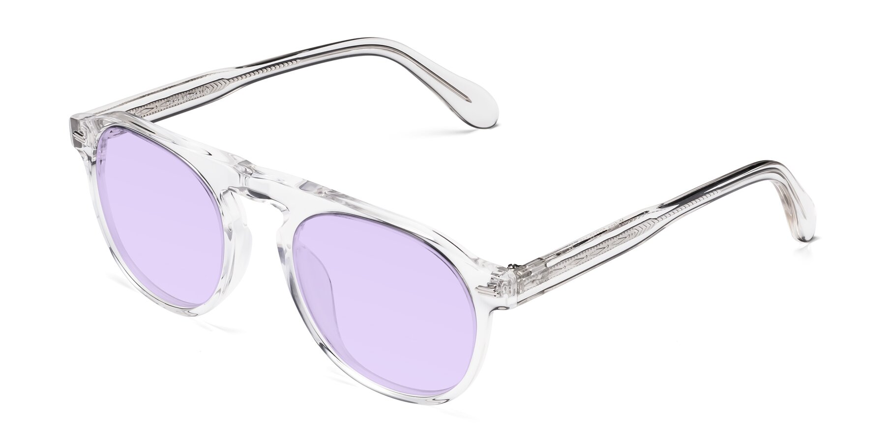 Angle of Mufasa in Clear with Light Purple Tinted Lenses