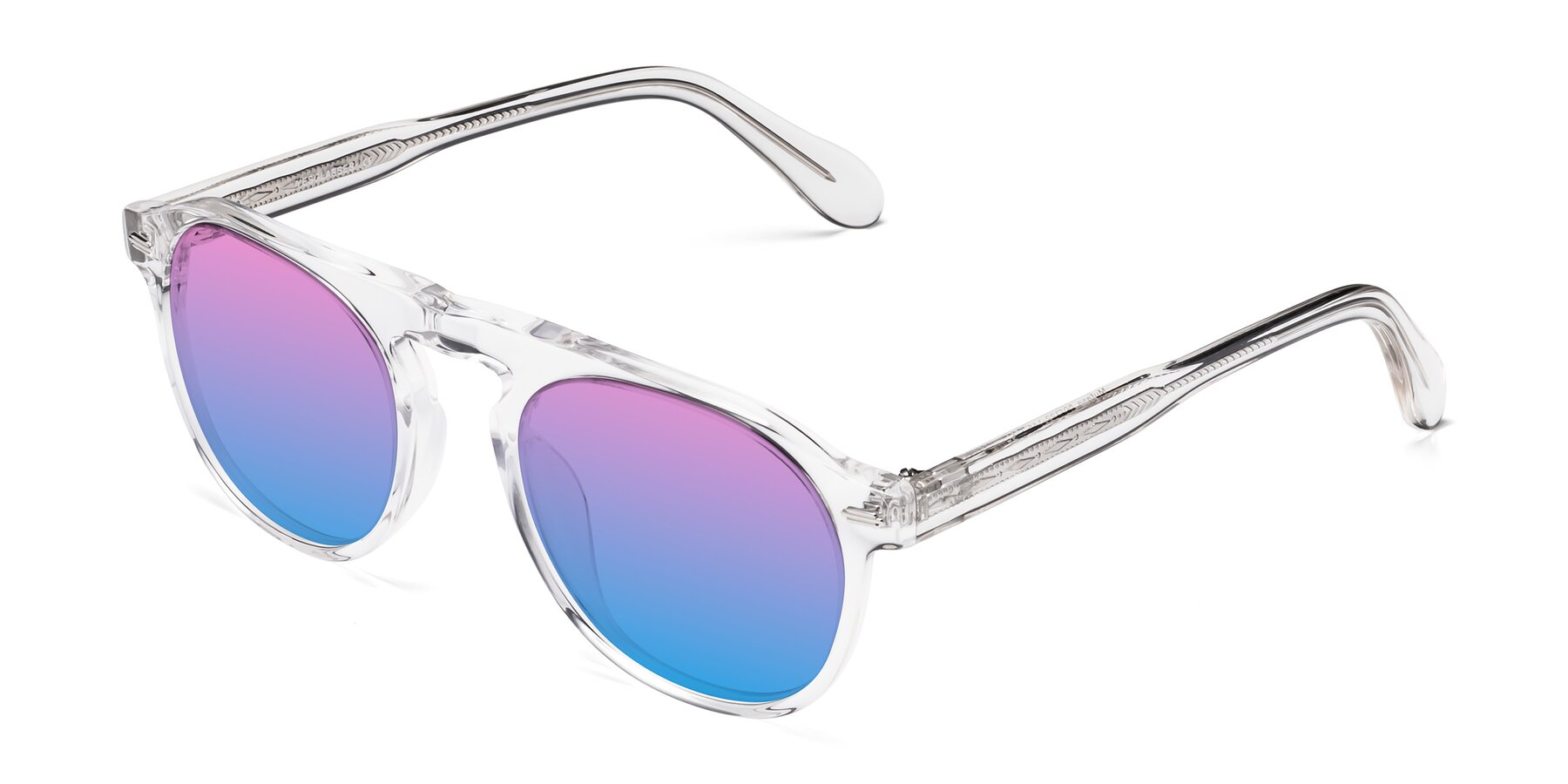 Angle of Mufasa in Clear with Pink / Blue Gradient Lenses