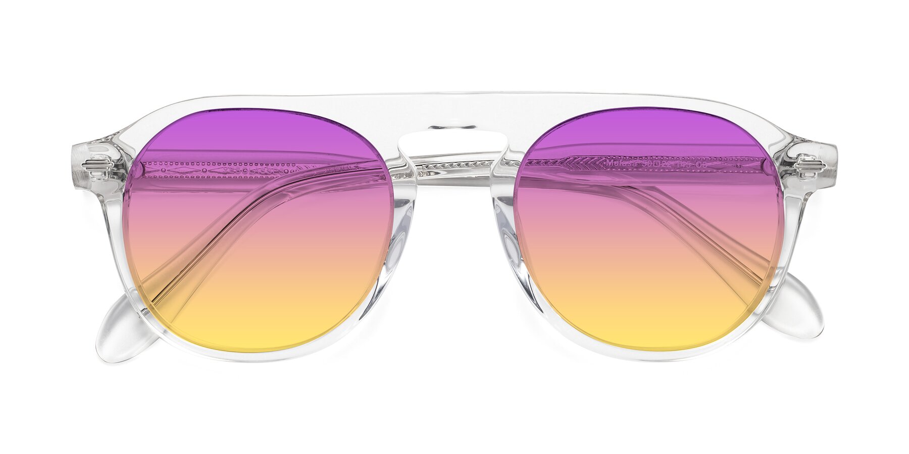 Folded Front of Mufasa in Clear with Purple / Yellow Gradient Lenses