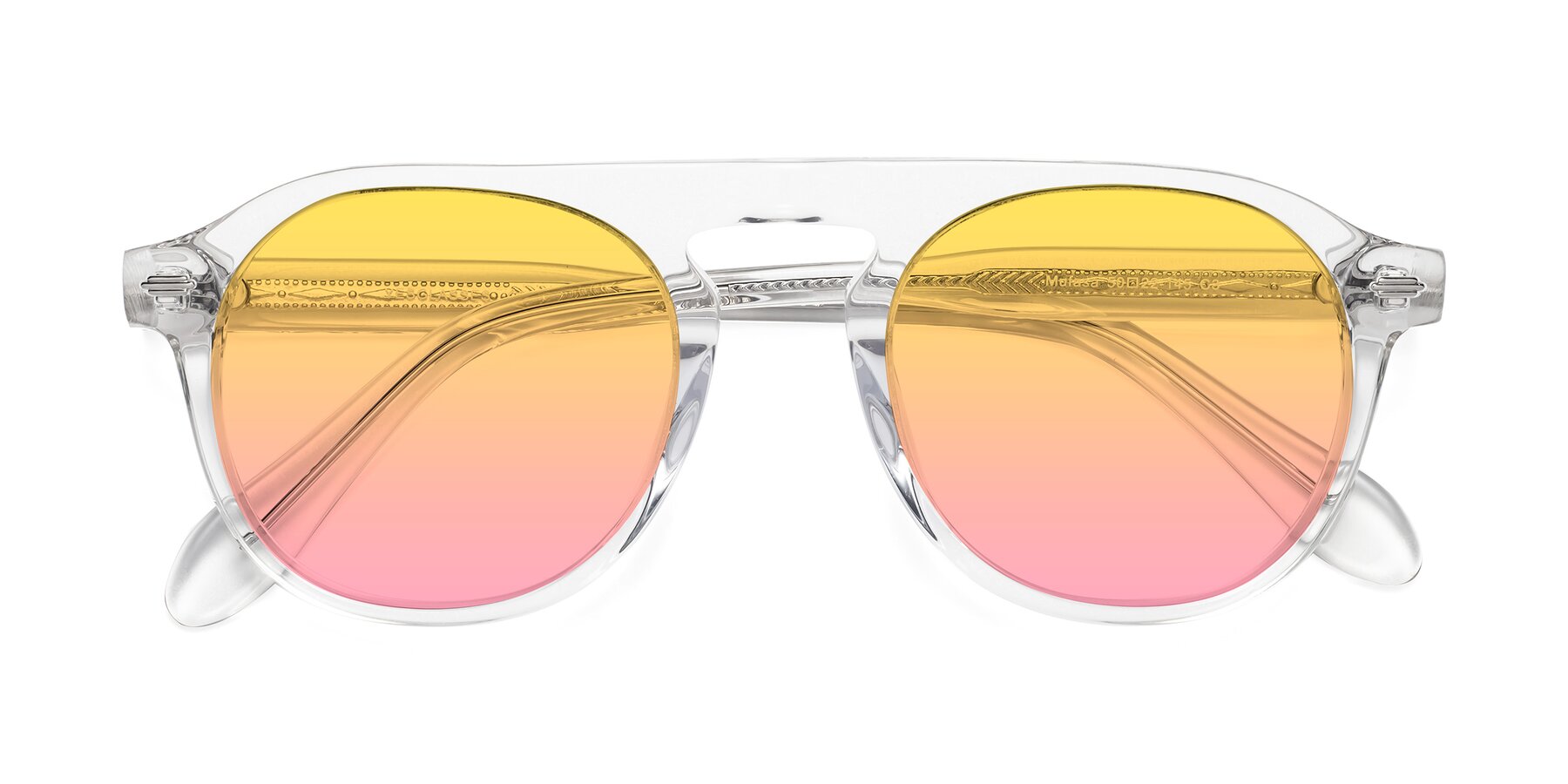 Folded Front of Mufasa in Clear with Yellow / Pink Gradient Lenses