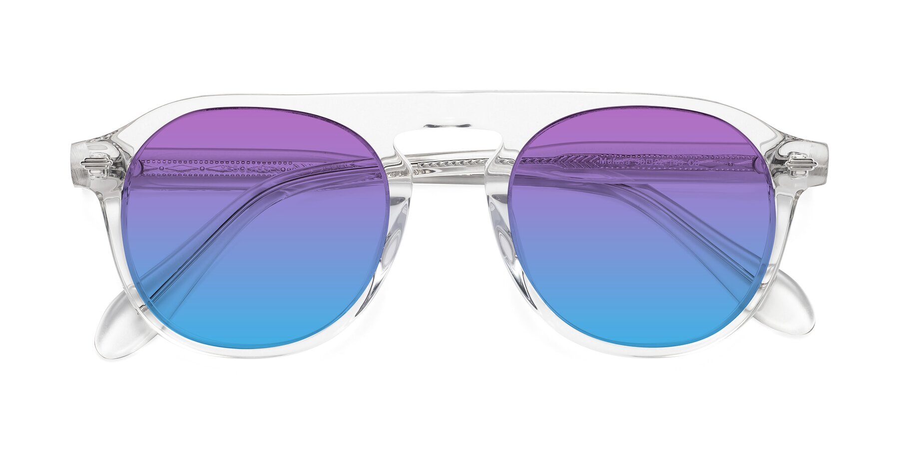 Folded Front of Mufasa in Clear with Purple / Blue Gradient Lenses