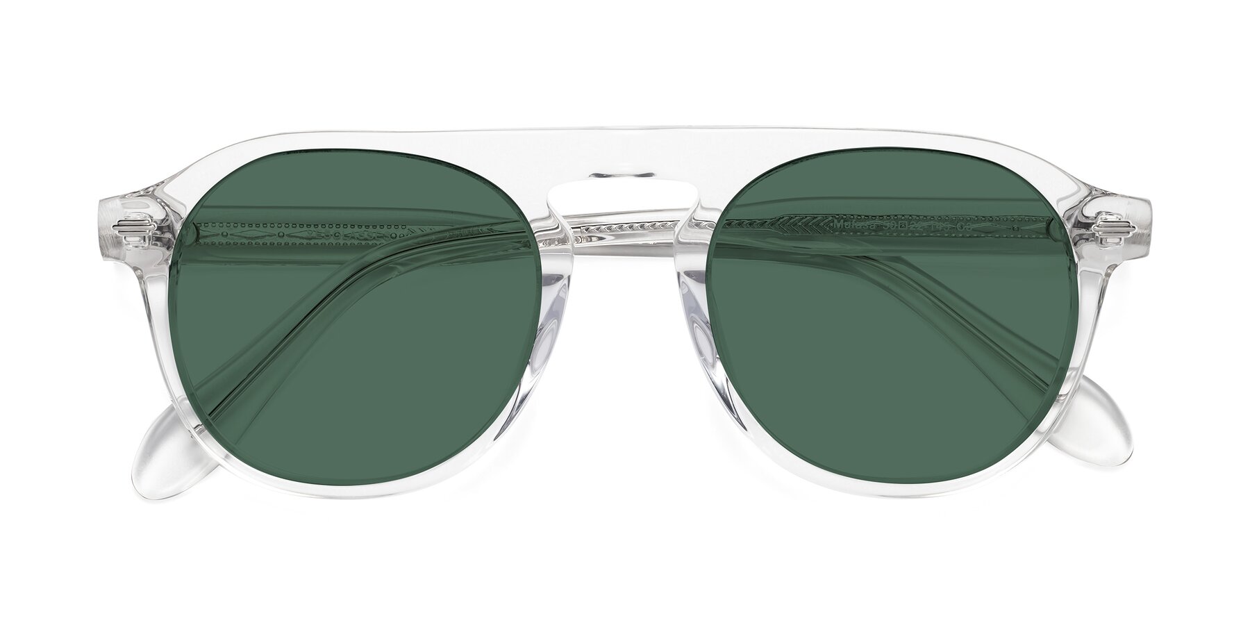 Folded Front of Mufasa in Clear with Green Polarized Lenses