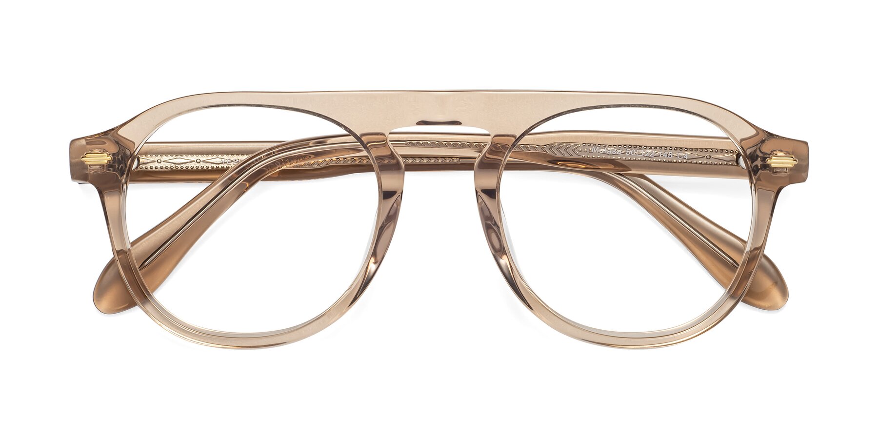 Folded Front of Mufasa in light Brown with Clear Eyeglass Lenses