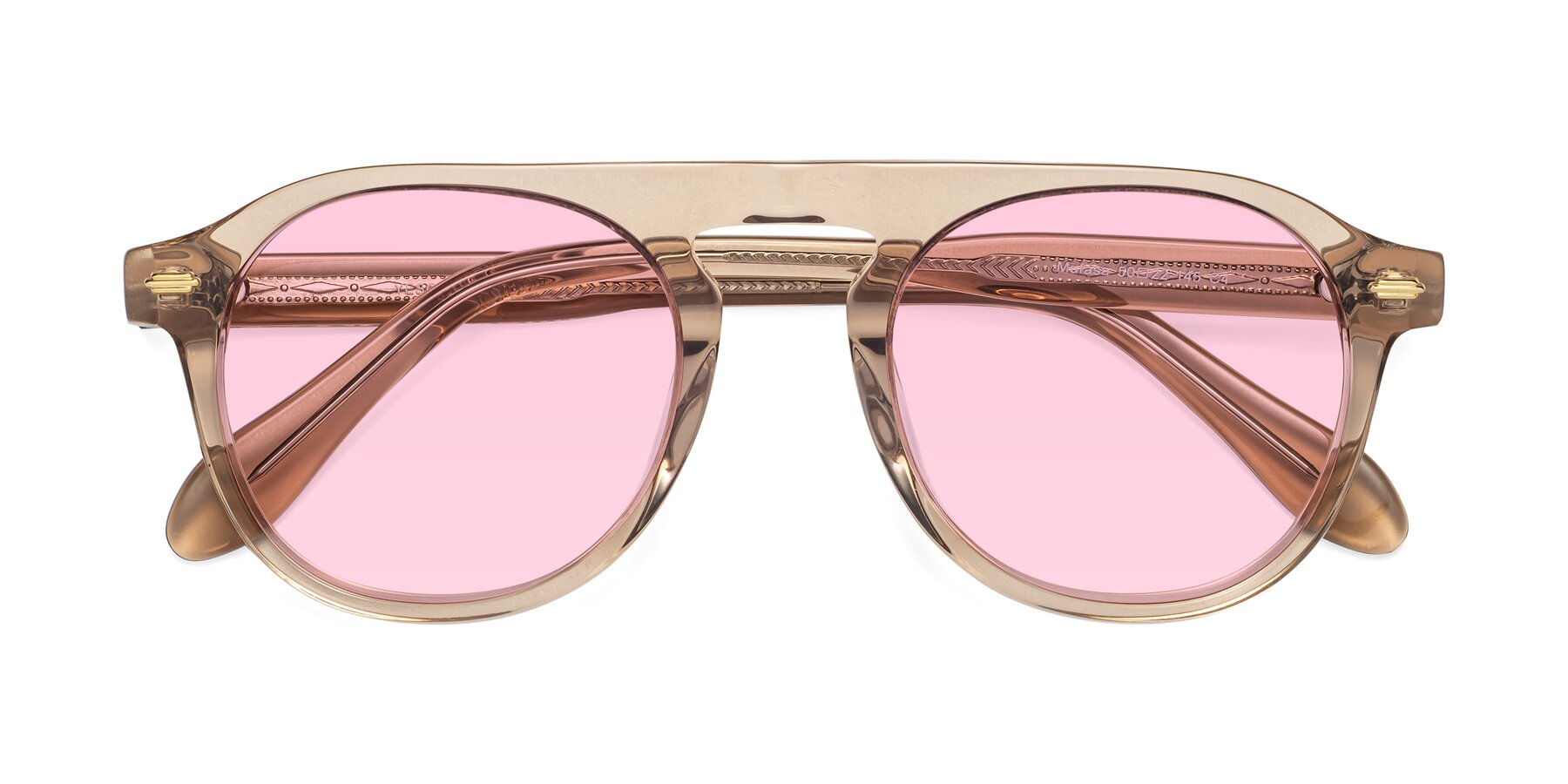 Folded Front of Mufasa in light Brown with Light Pink Tinted Lenses