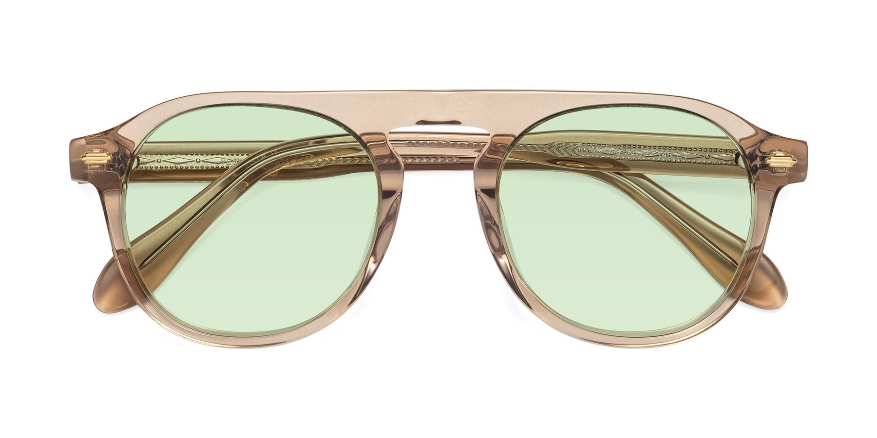 Folded Front of Mufasa in light Brown with Light Green Tinted Lenses
