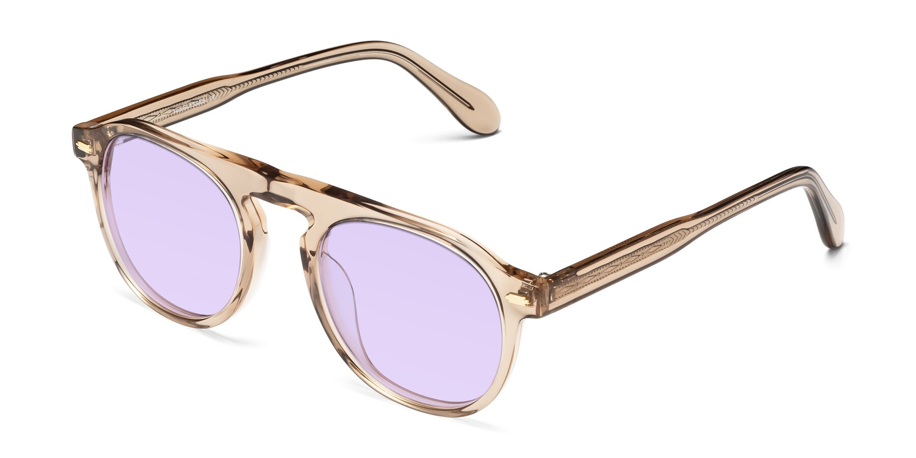 Angle of Mufasa in light Brown with Light Purple Tinted Lenses