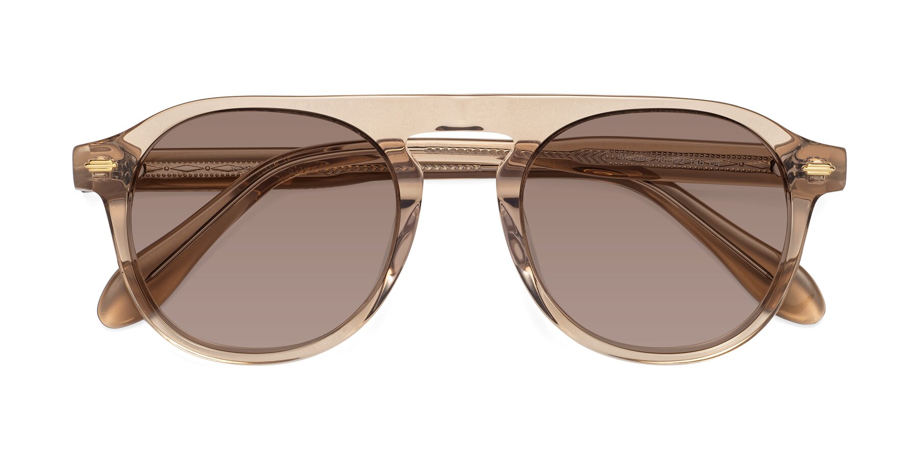 Folded Front of Mufasa in light Brown with Medium Brown Tinted Lenses