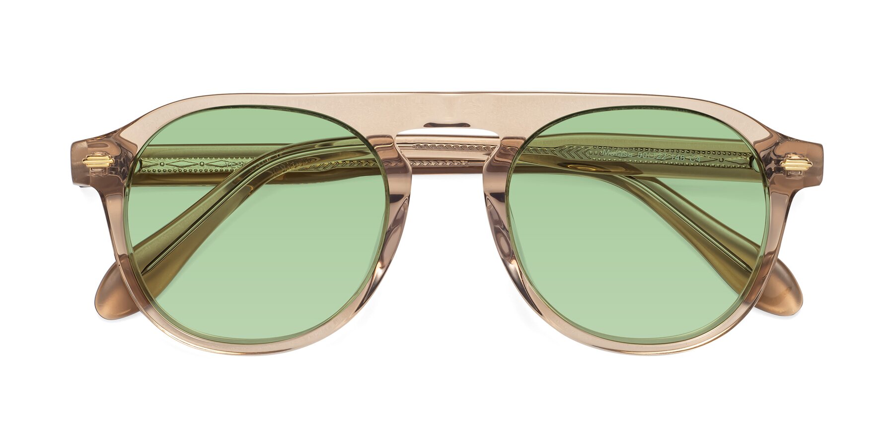 Folded Front of Mufasa in light Brown with Medium Green Tinted Lenses