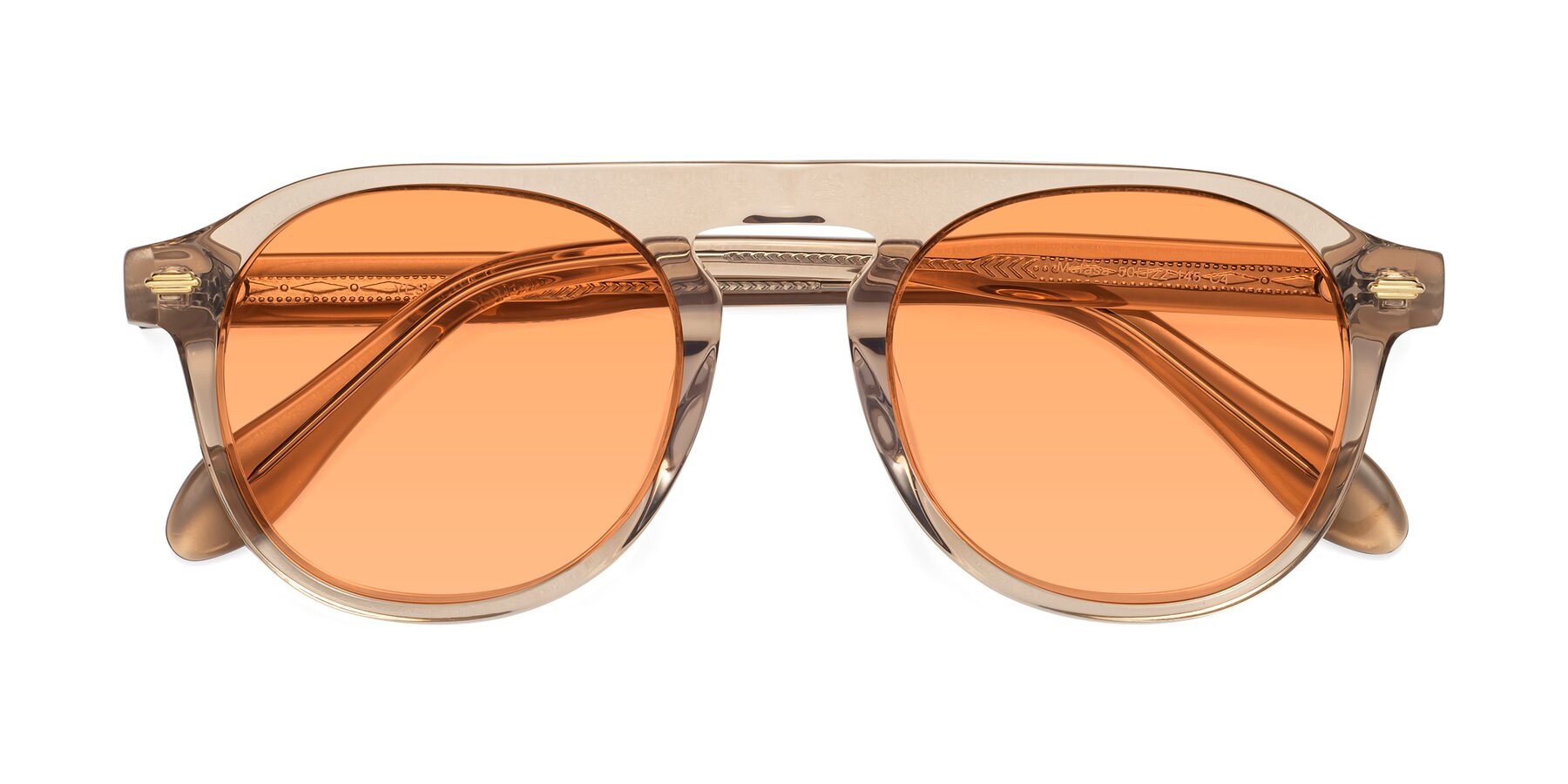 Folded Front of Mufasa in light Brown with Medium Orange Tinted Lenses