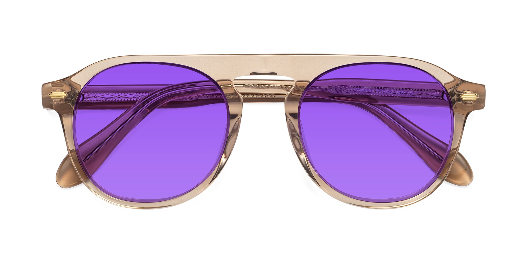 Folded Front of Mufasa in light Brown with Purple Tinted Lenses