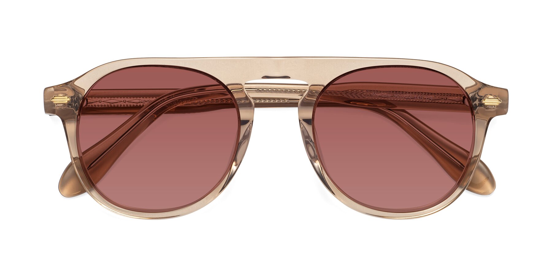 Folded Front of Mufasa in light Brown with Garnet Tinted Lenses