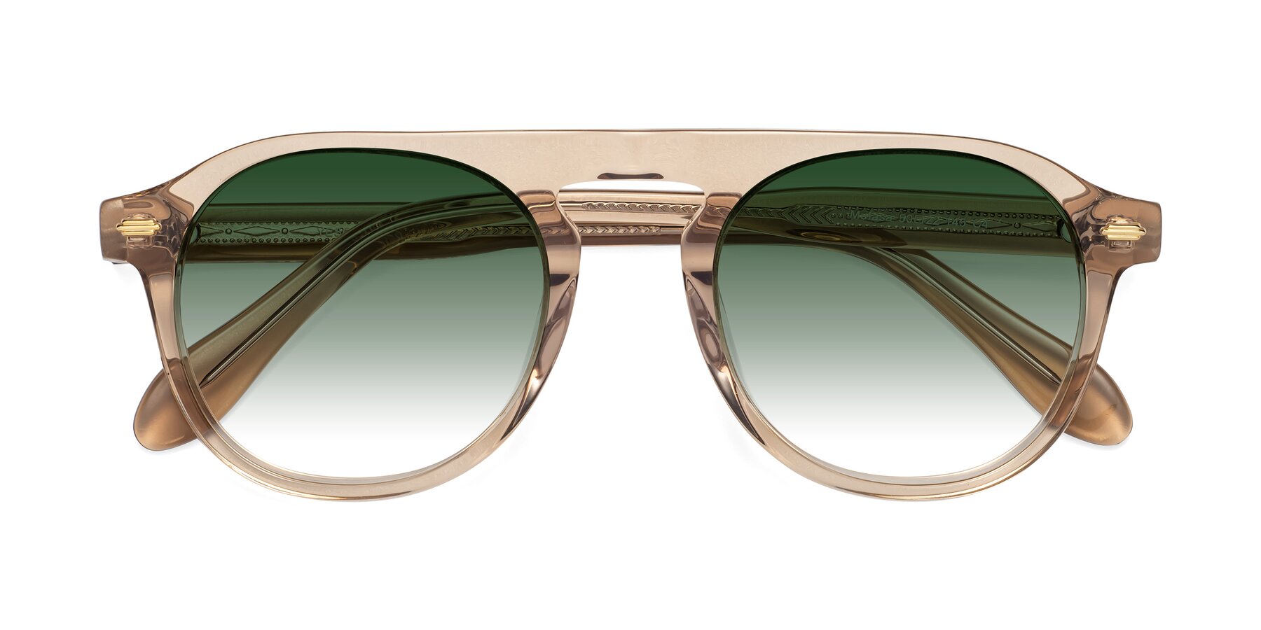 Folded Front of Mufasa in light Brown with Green Gradient Lenses