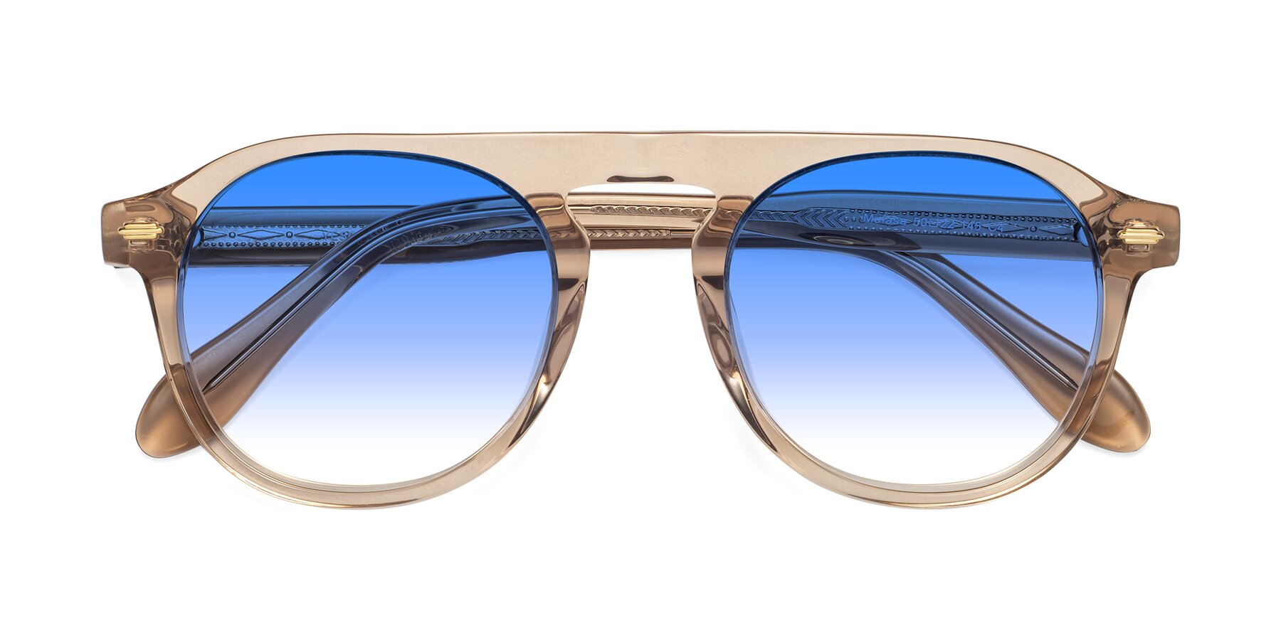 Folded Front of Mufasa in light Brown with Blue Gradient Lenses
