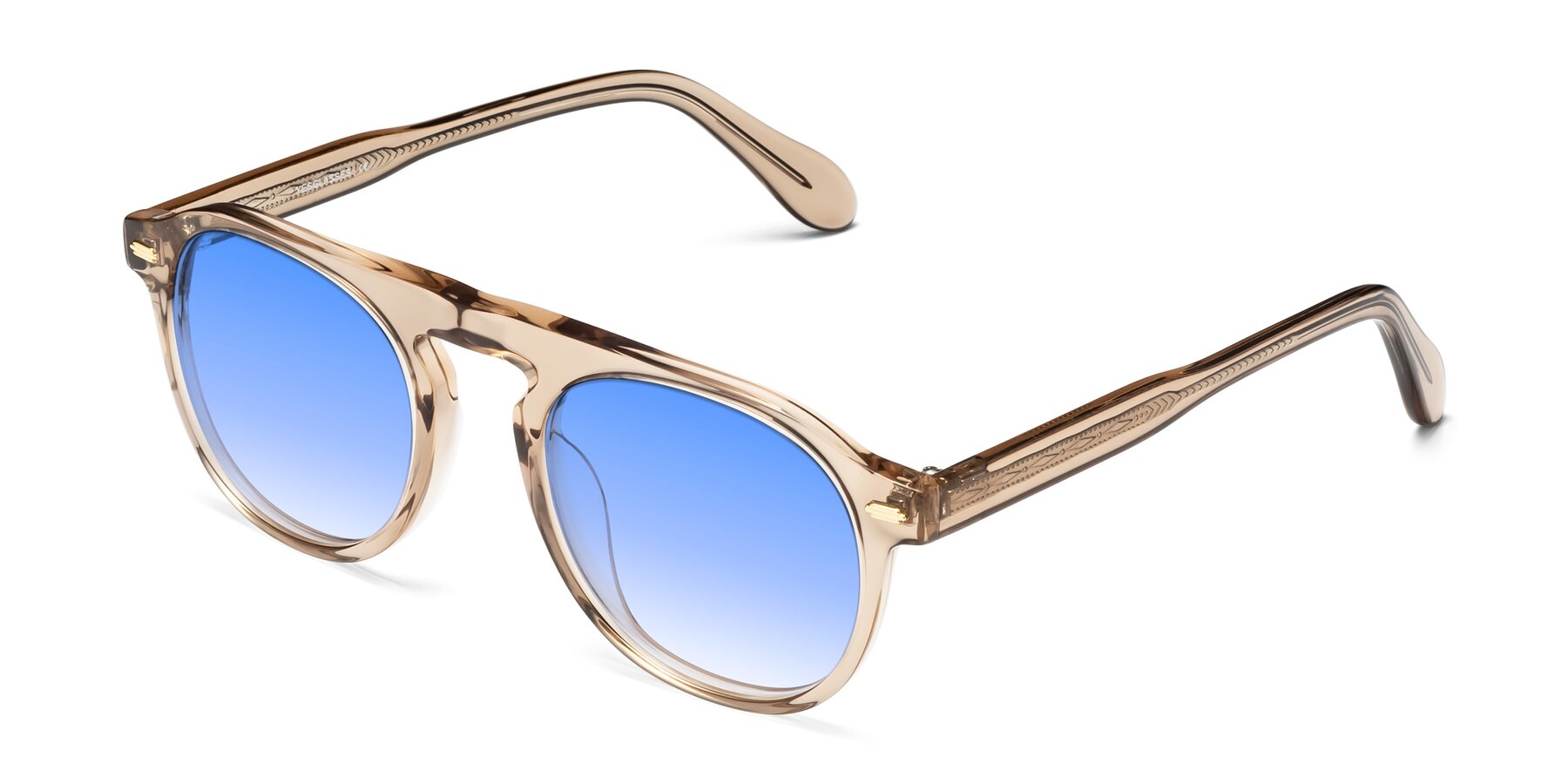 Angle of Mufasa in light Brown with Blue Gradient Lenses