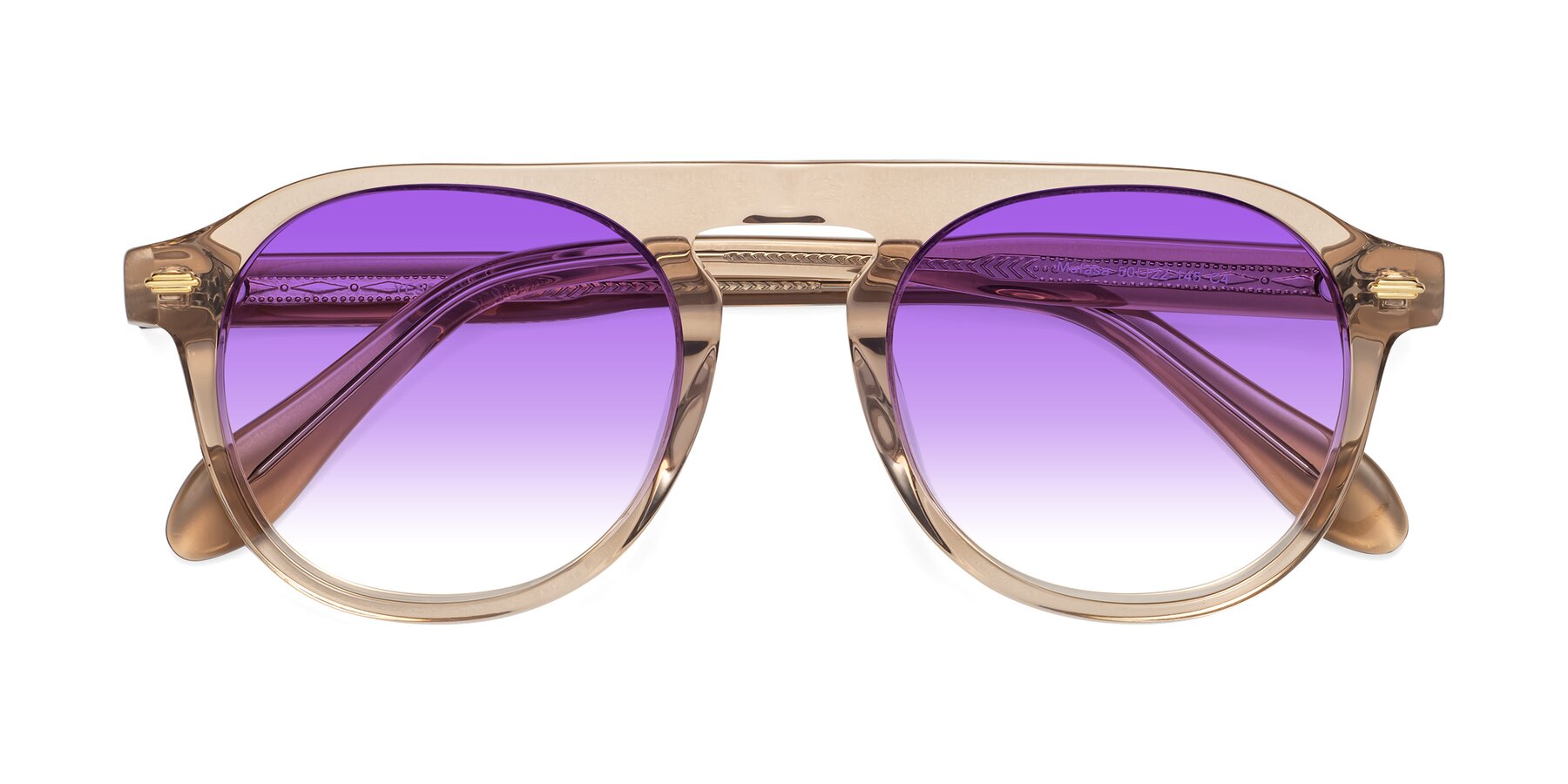 Folded Front of Mufasa in light Brown with Purple Gradient Lenses