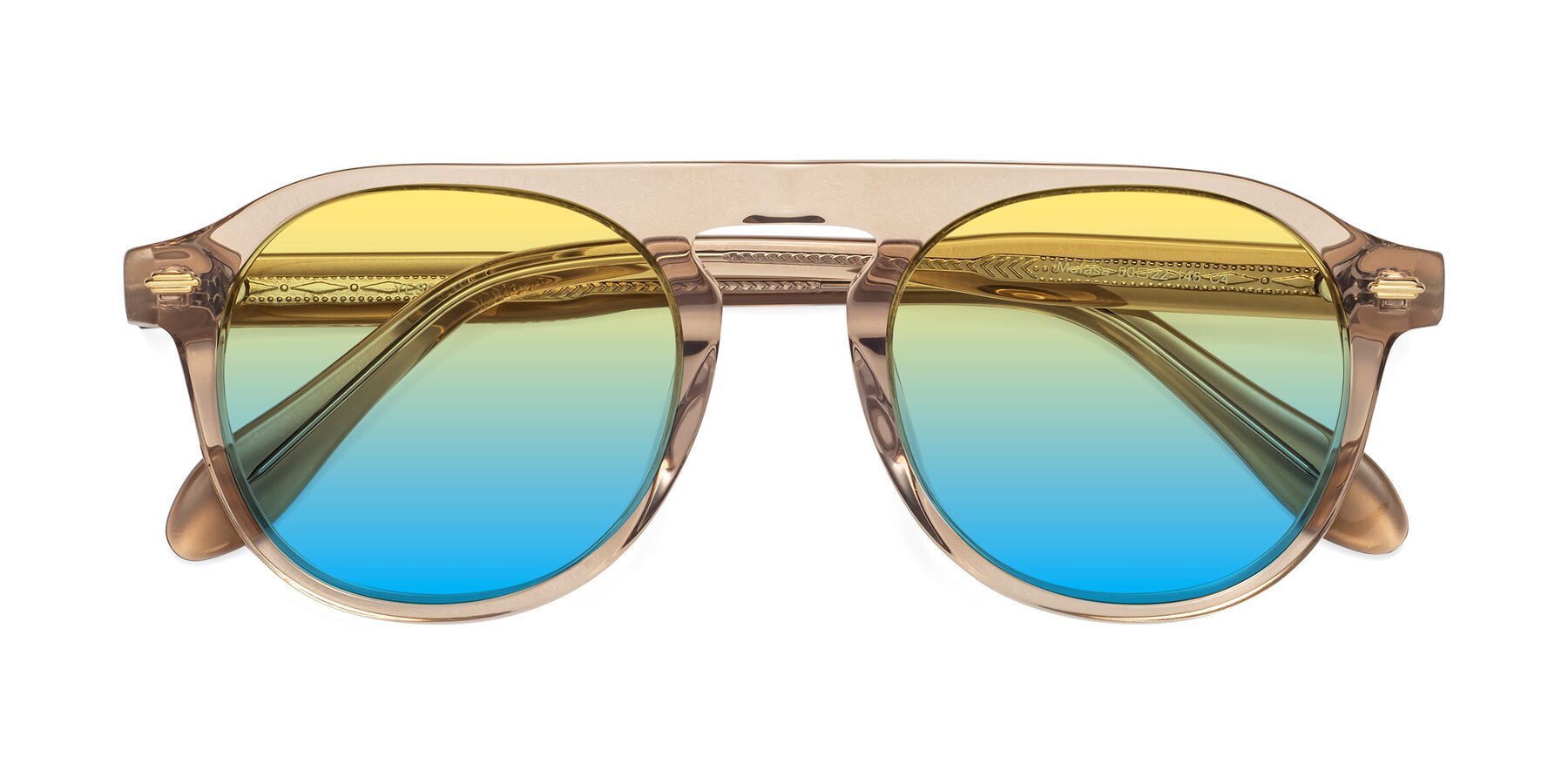 Folded Front of Mufasa in light Brown with Yellow / Blue Gradient Lenses