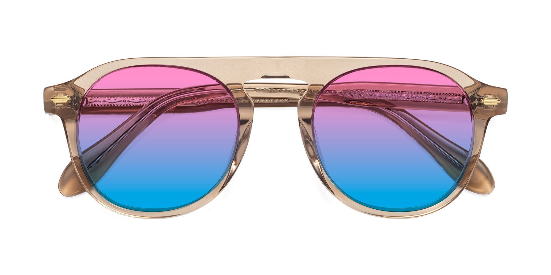 Folded Front of Mufasa in light Brown with Pink / Blue Gradient Lenses