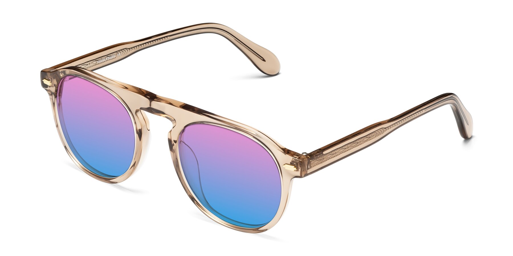 Angle of Mufasa in light Brown with Pink / Blue Gradient Lenses