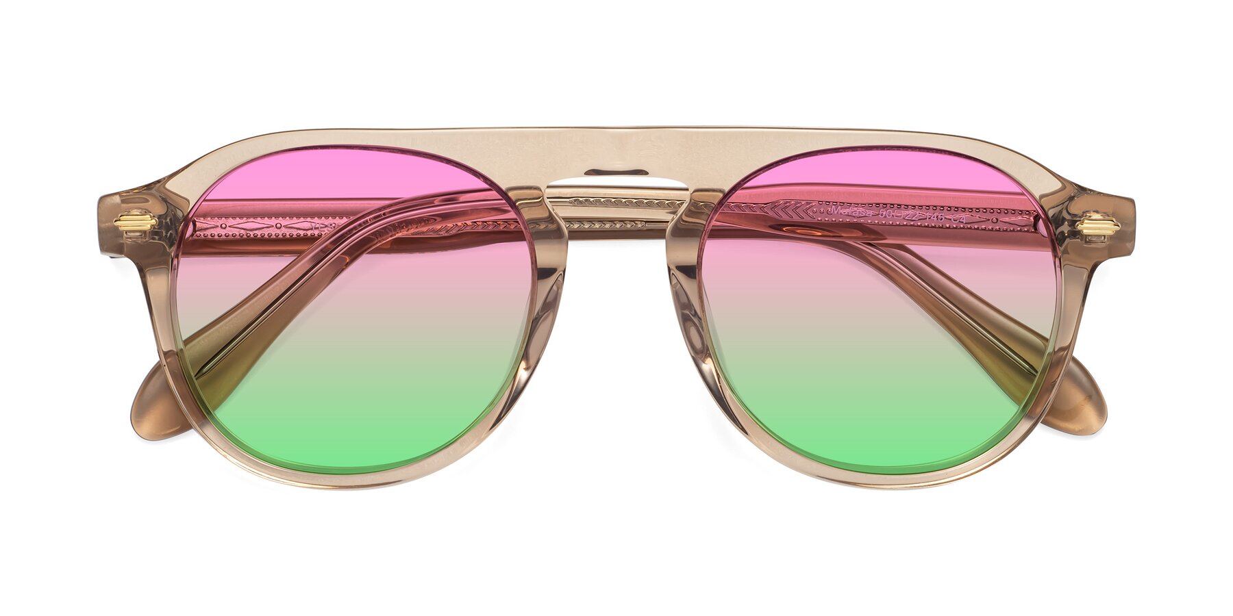 Folded Front of Mufasa in light Brown with Pink / Green Gradient Lenses
