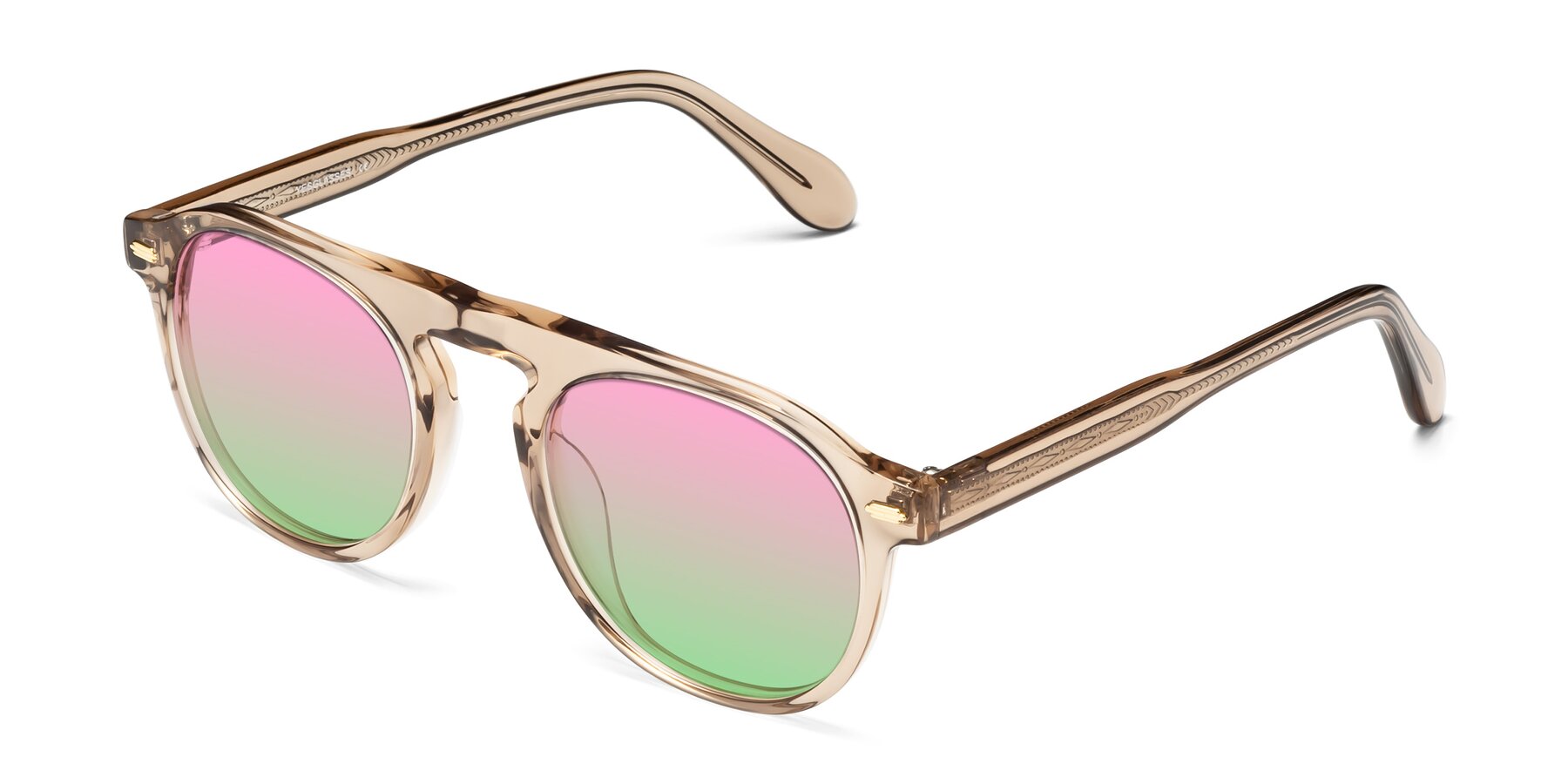 Angle of Mufasa in light Brown with Pink / Green Gradient Lenses