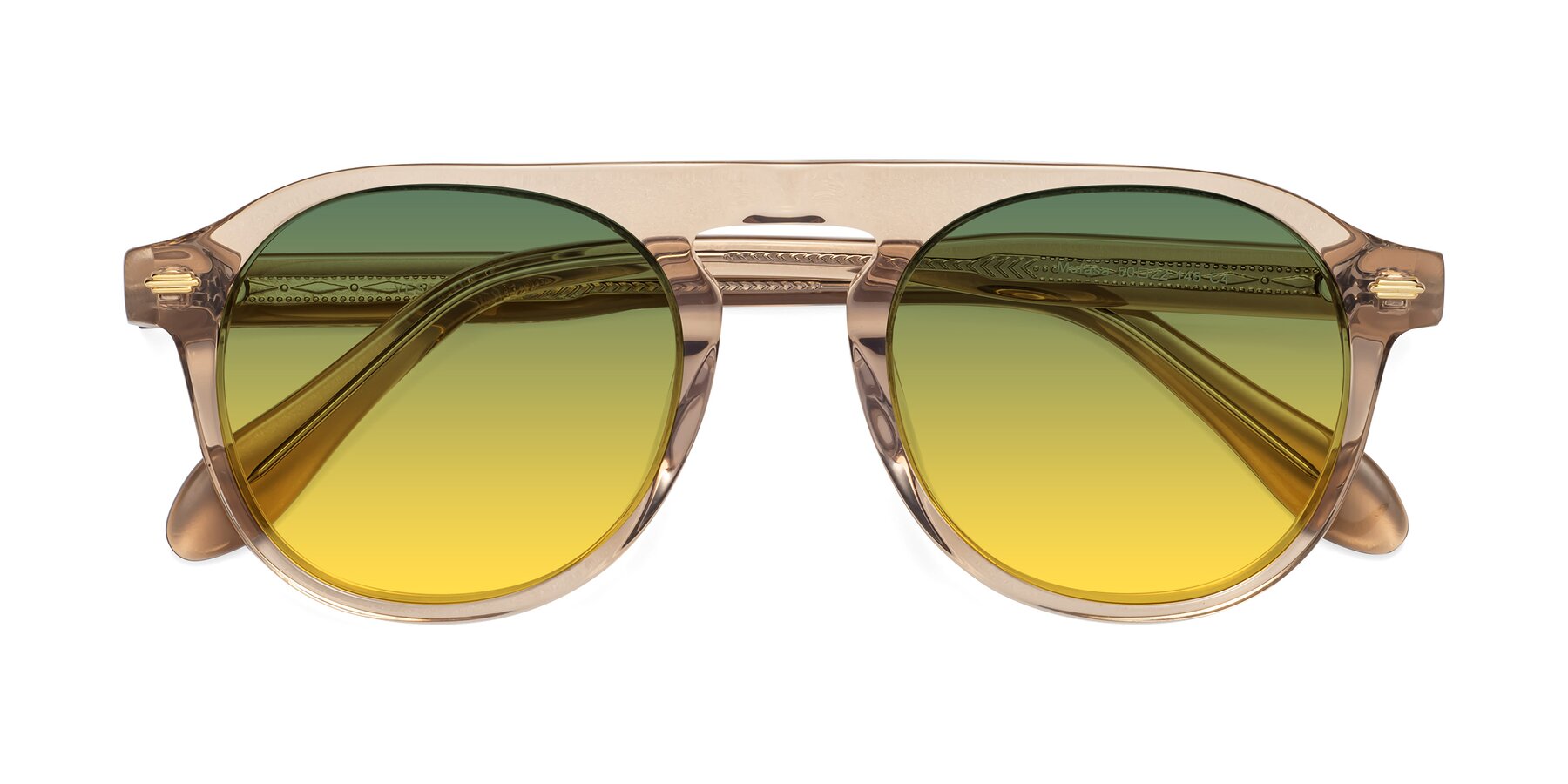Folded Front of Mufasa in light Brown with Green / Yellow Gradient Lenses