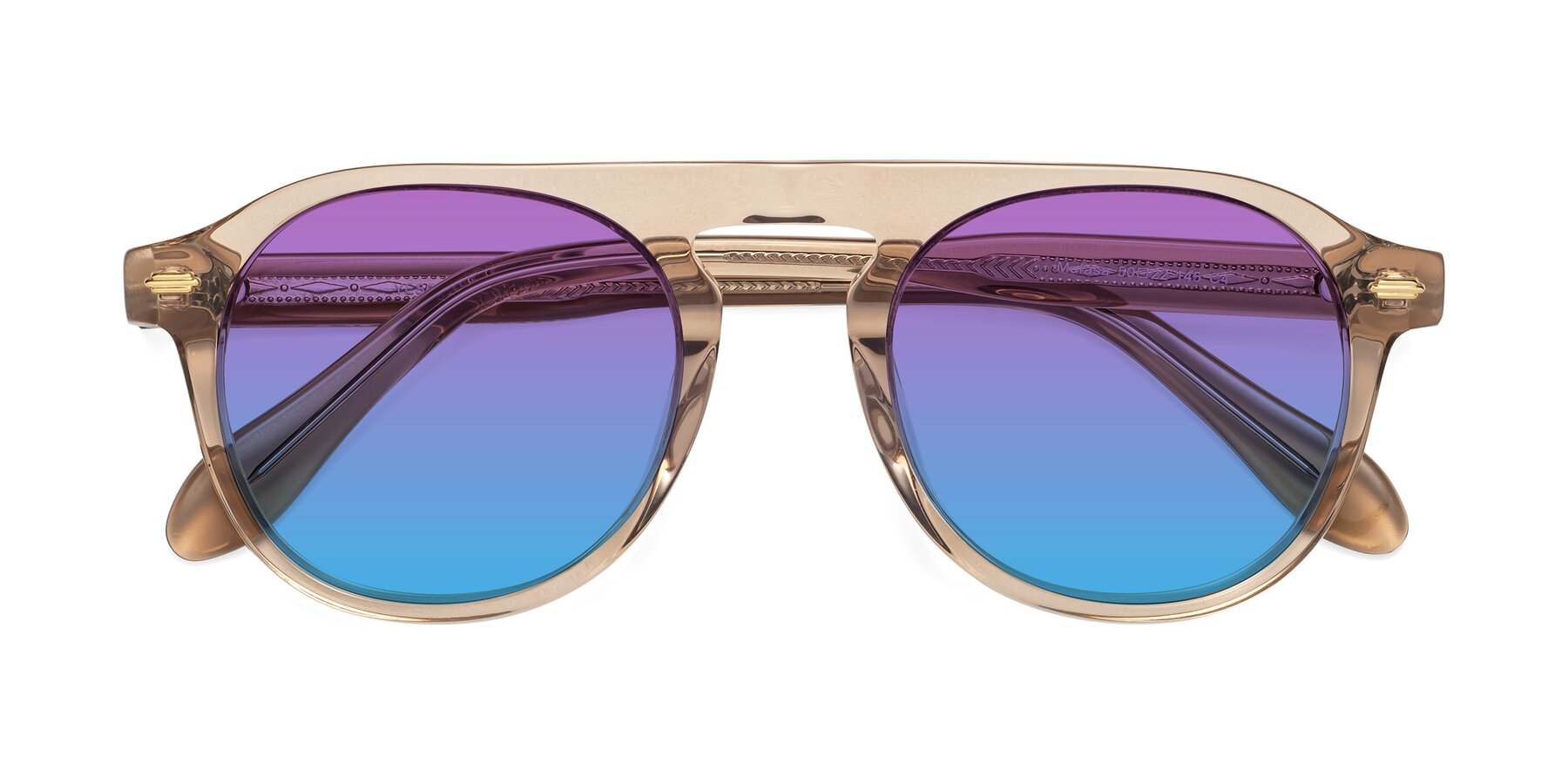 Folded Front of Mufasa in light Brown with Purple / Blue Gradient Lenses