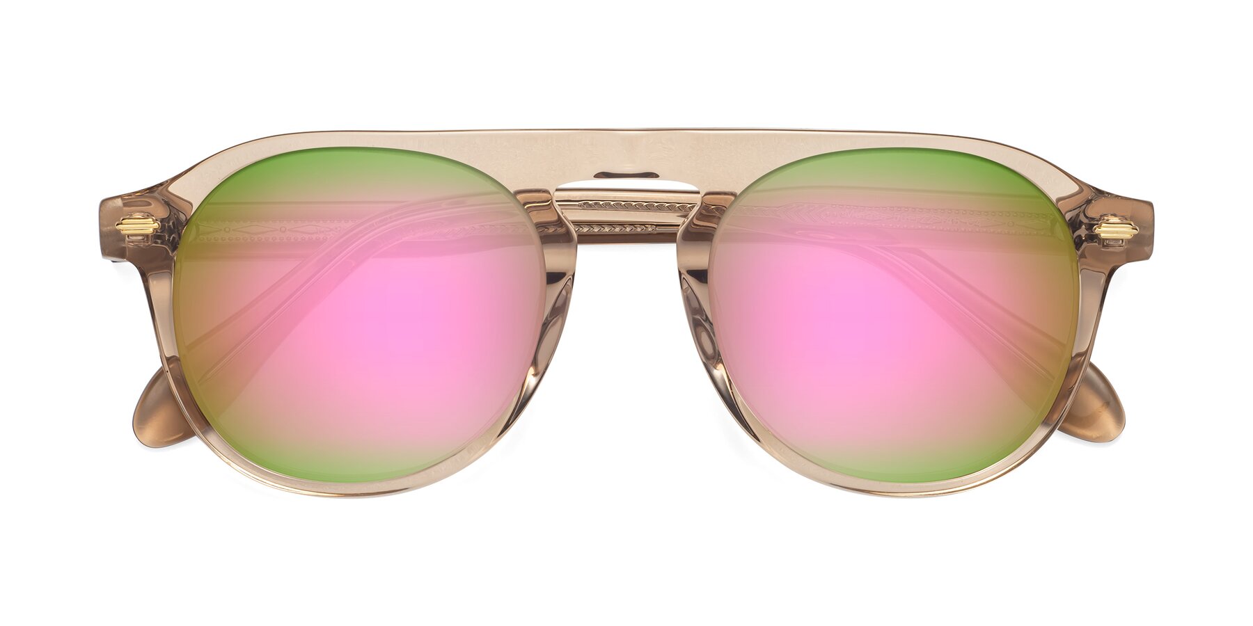 Folded Front of Mufasa in light Brown with Pink Mirrored Lenses