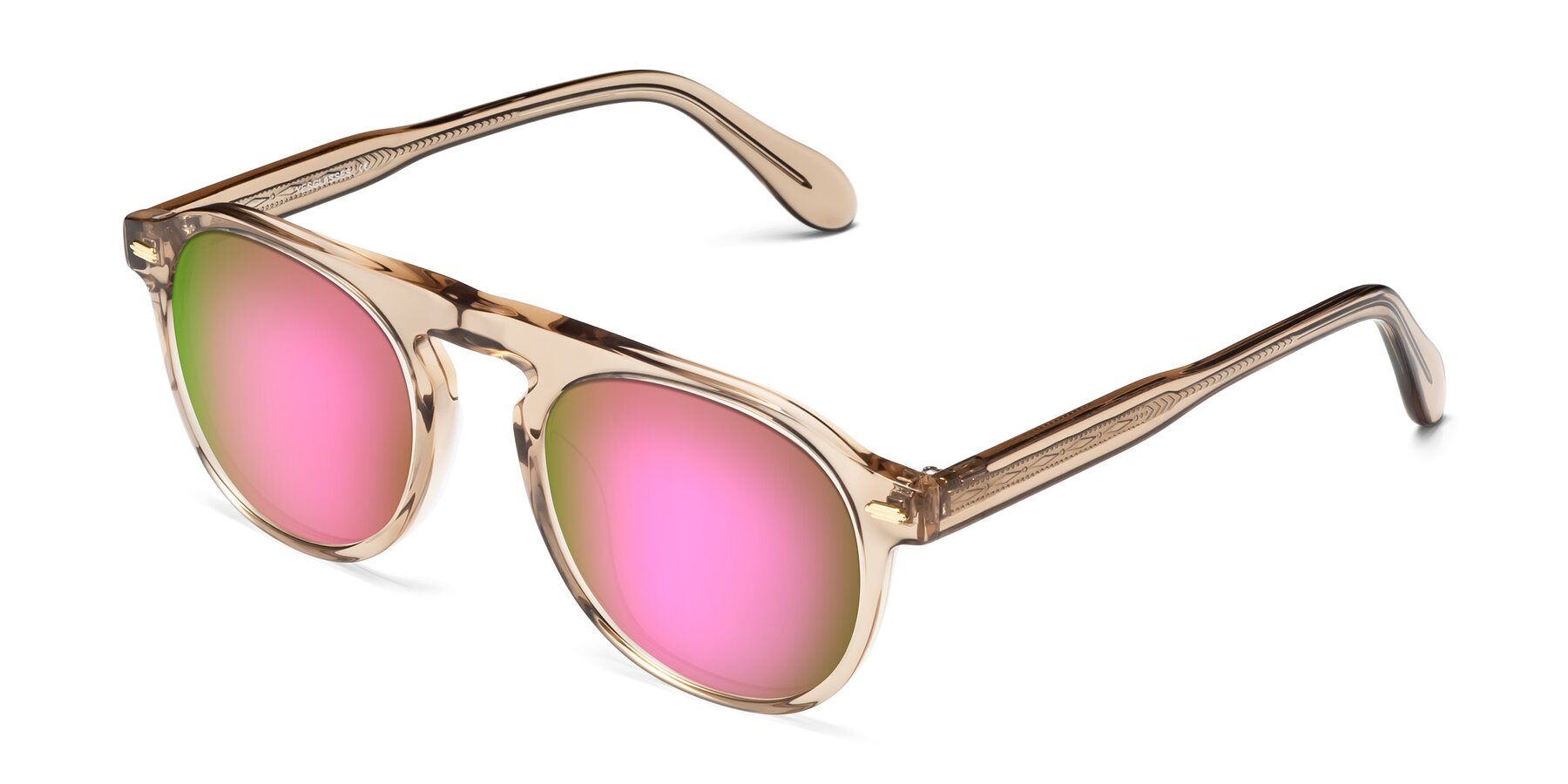 Angle of Mufasa in light Brown with Pink Mirrored Lenses