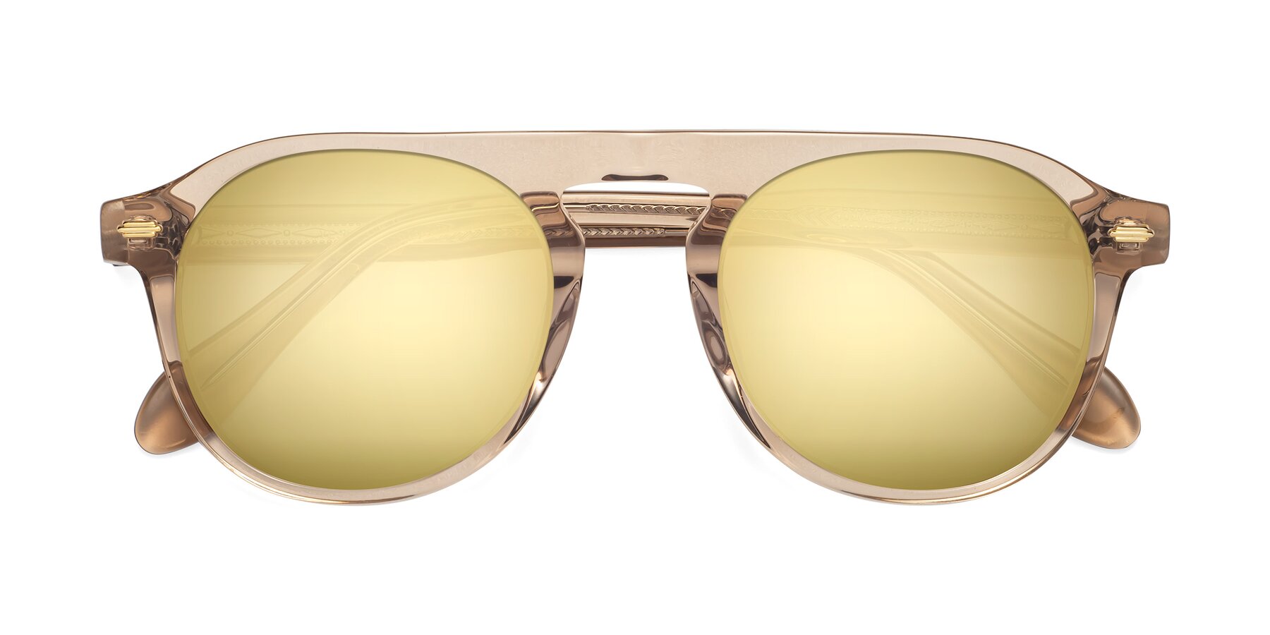 Folded Front of Mufasa in light Brown with Gold Mirrored Lenses