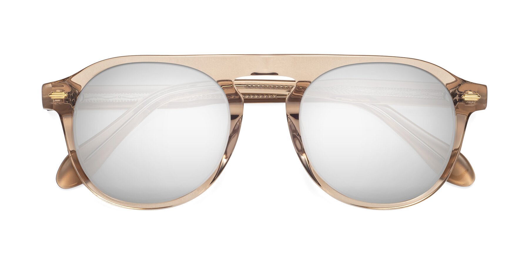 Folded Front of Mufasa in light Brown with Silver Mirrored Lenses