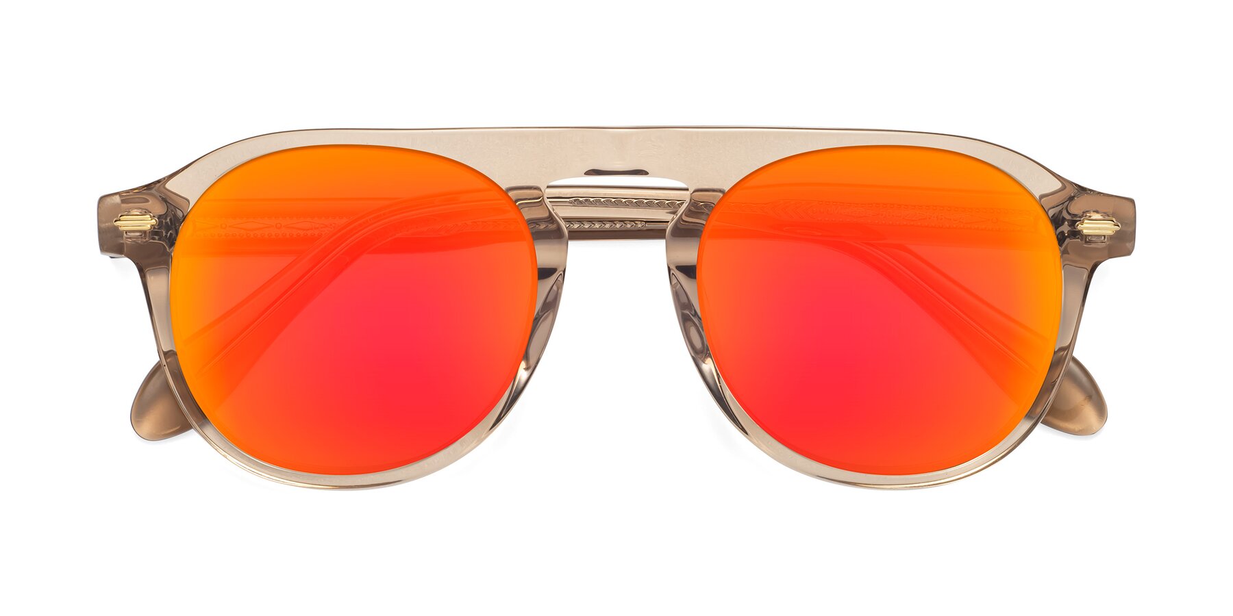 Folded Front of Mufasa in light Brown with Red Gold Mirrored Lenses