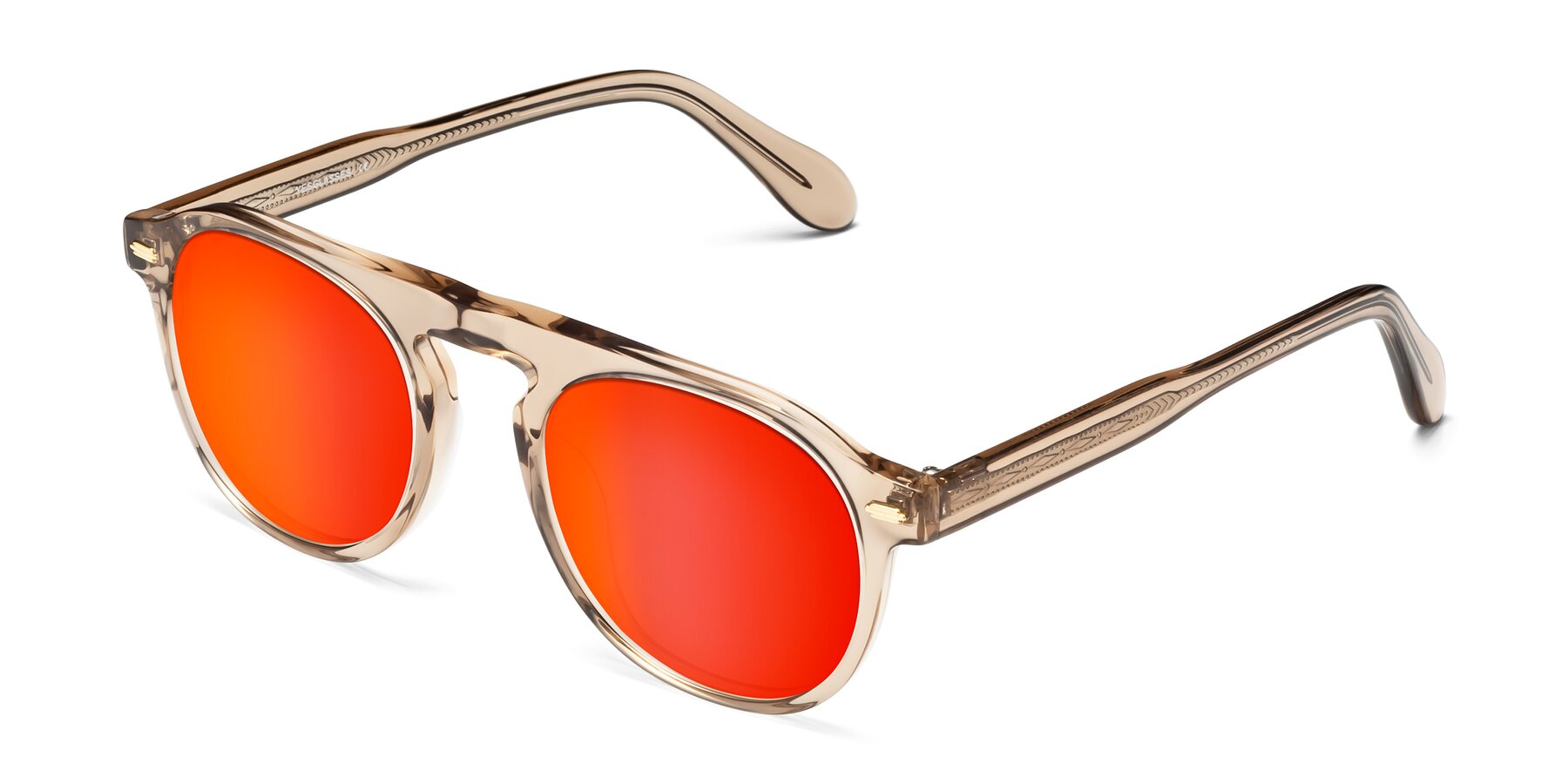 Angle of Mufasa in light Brown with Red Gold Mirrored Lenses