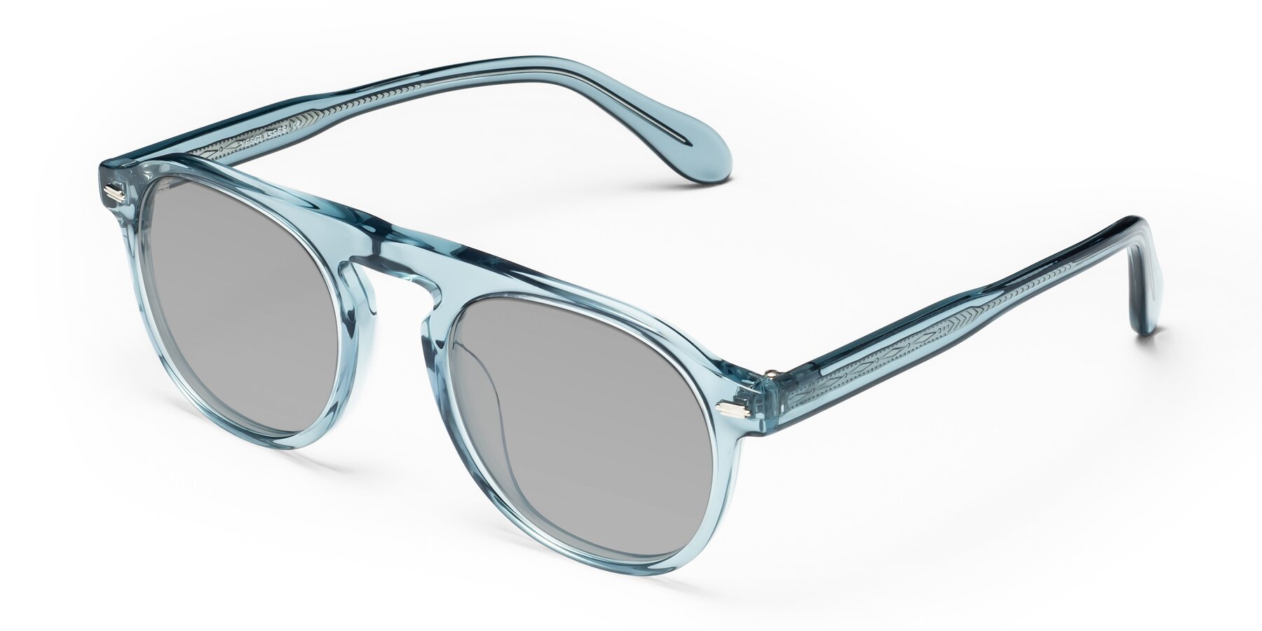 Angle of Mufasa in Light Blue with Light Gray Tinted Lenses