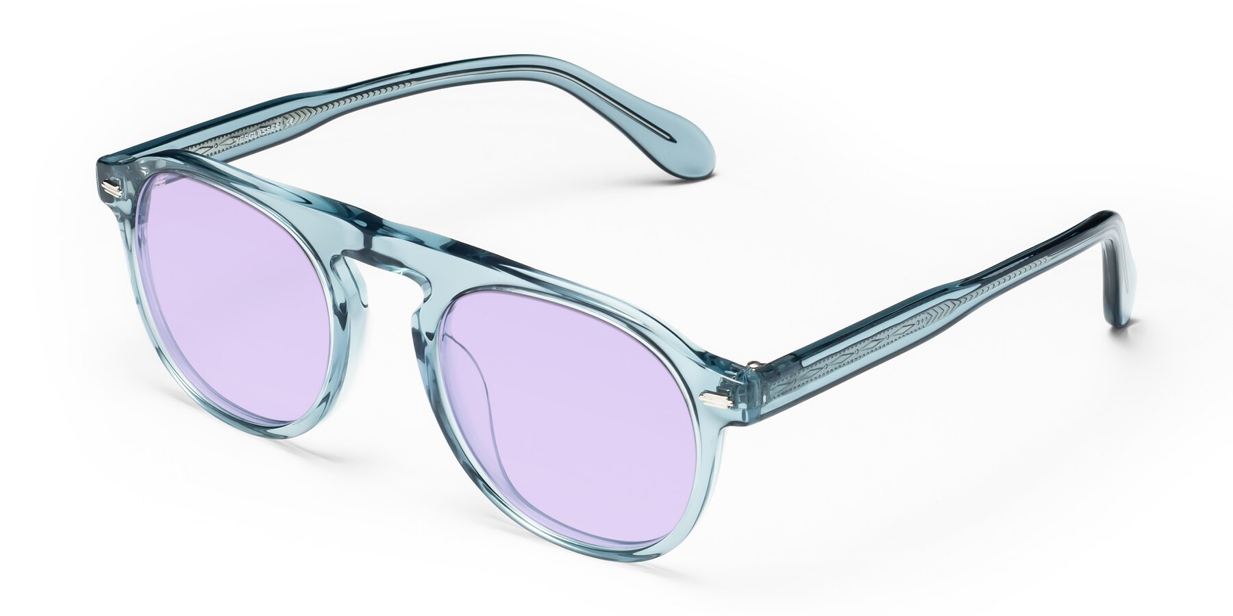 Angle of Mufasa in Light Blue with Light Purple Tinted Lenses