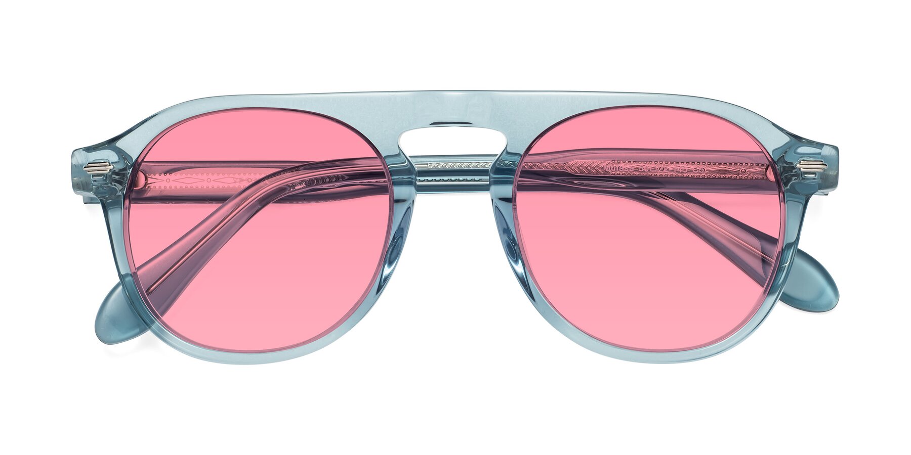 Folded Front of Mufasa in Light Blue with Pink Tinted Lenses