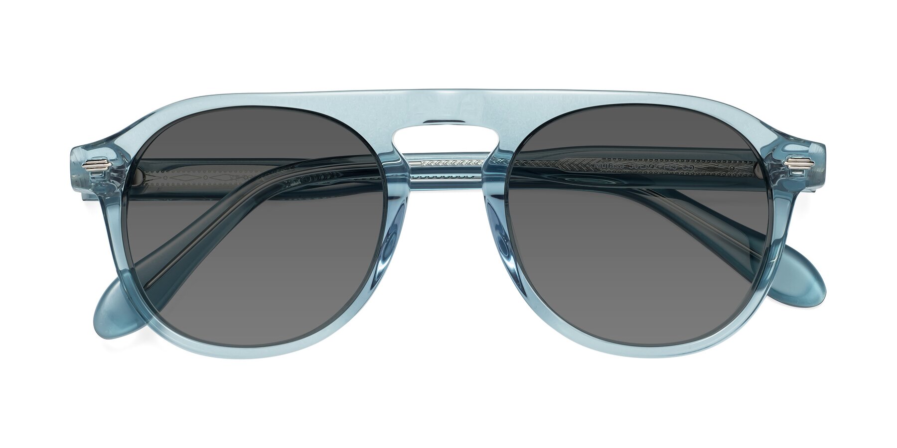 Folded Front of Mufasa in Light Blue with Medium Gray Tinted Lenses