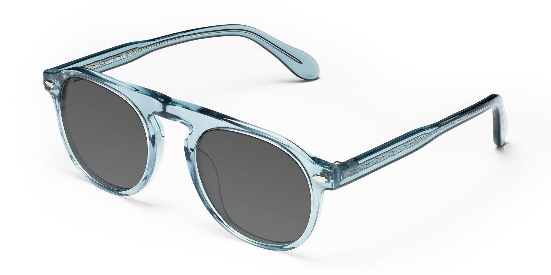 Angle of Mufasa in Light Blue with Medium Gray Tinted Lenses