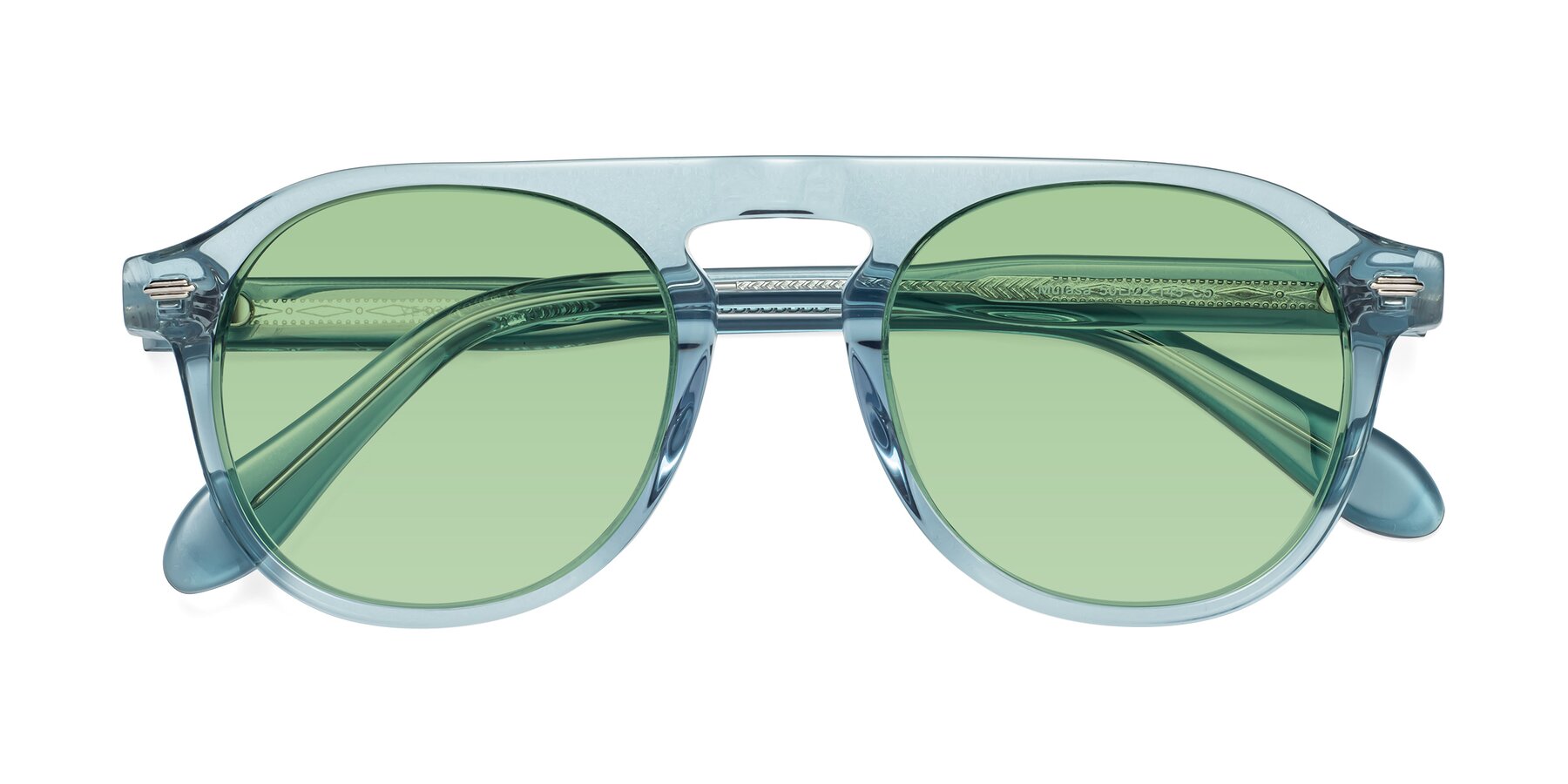 Folded Front of Mufasa in Light Blue with Medium Green Tinted Lenses